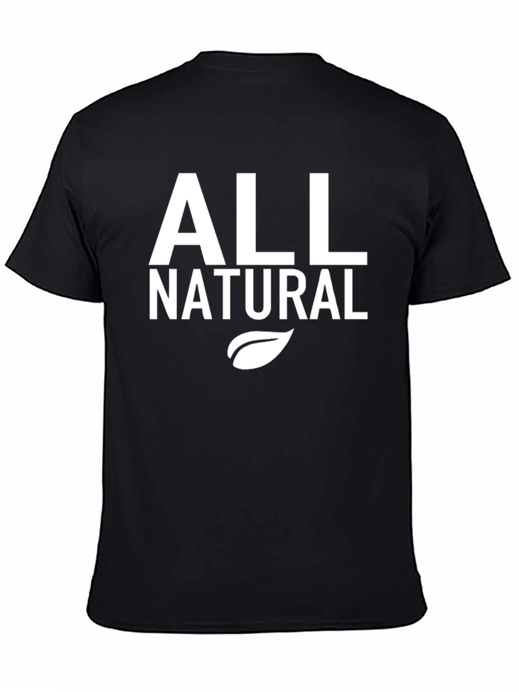 All Natural Black T-Shirt with Leaf Design