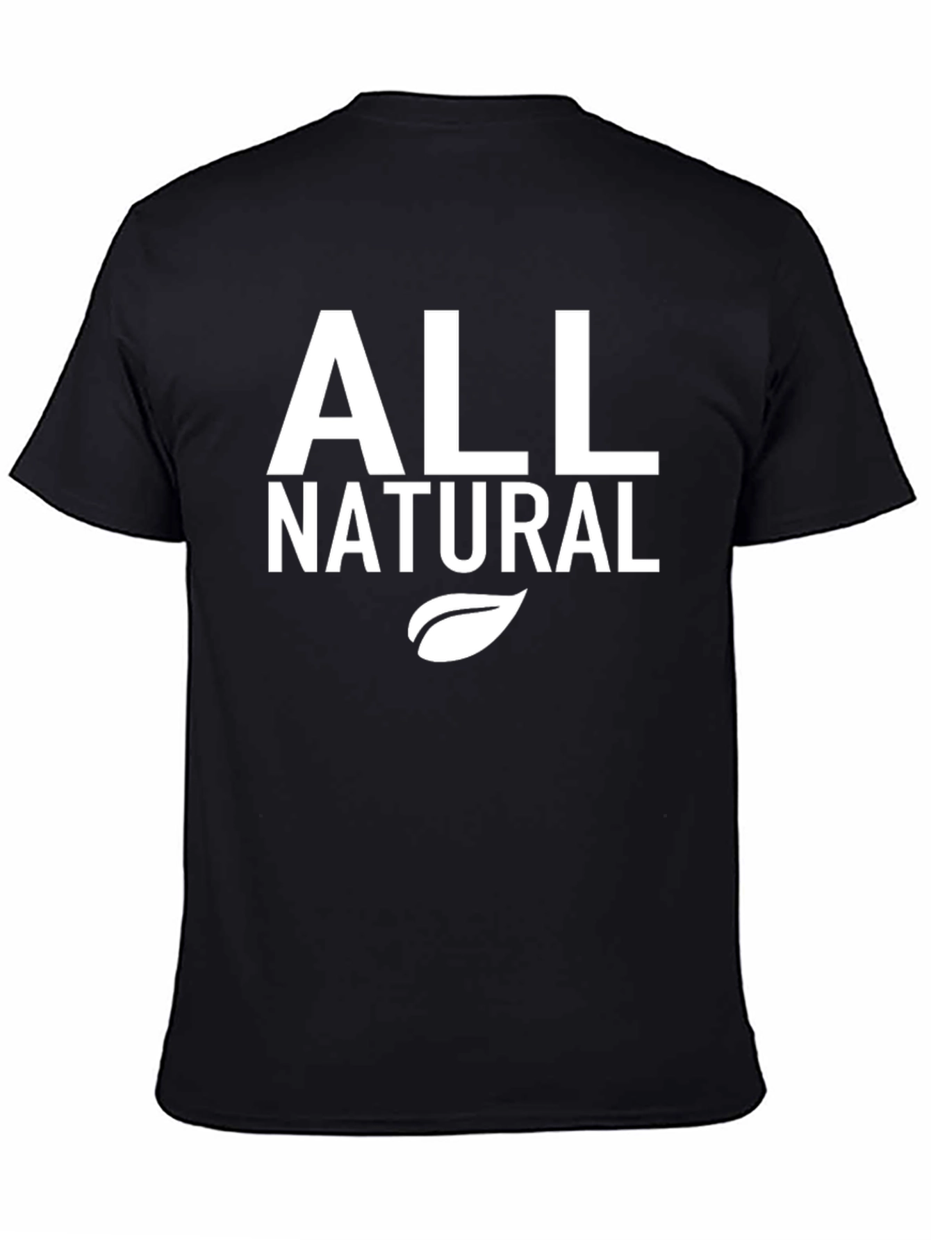 All Natural Black T-Shirt with Leaf Design