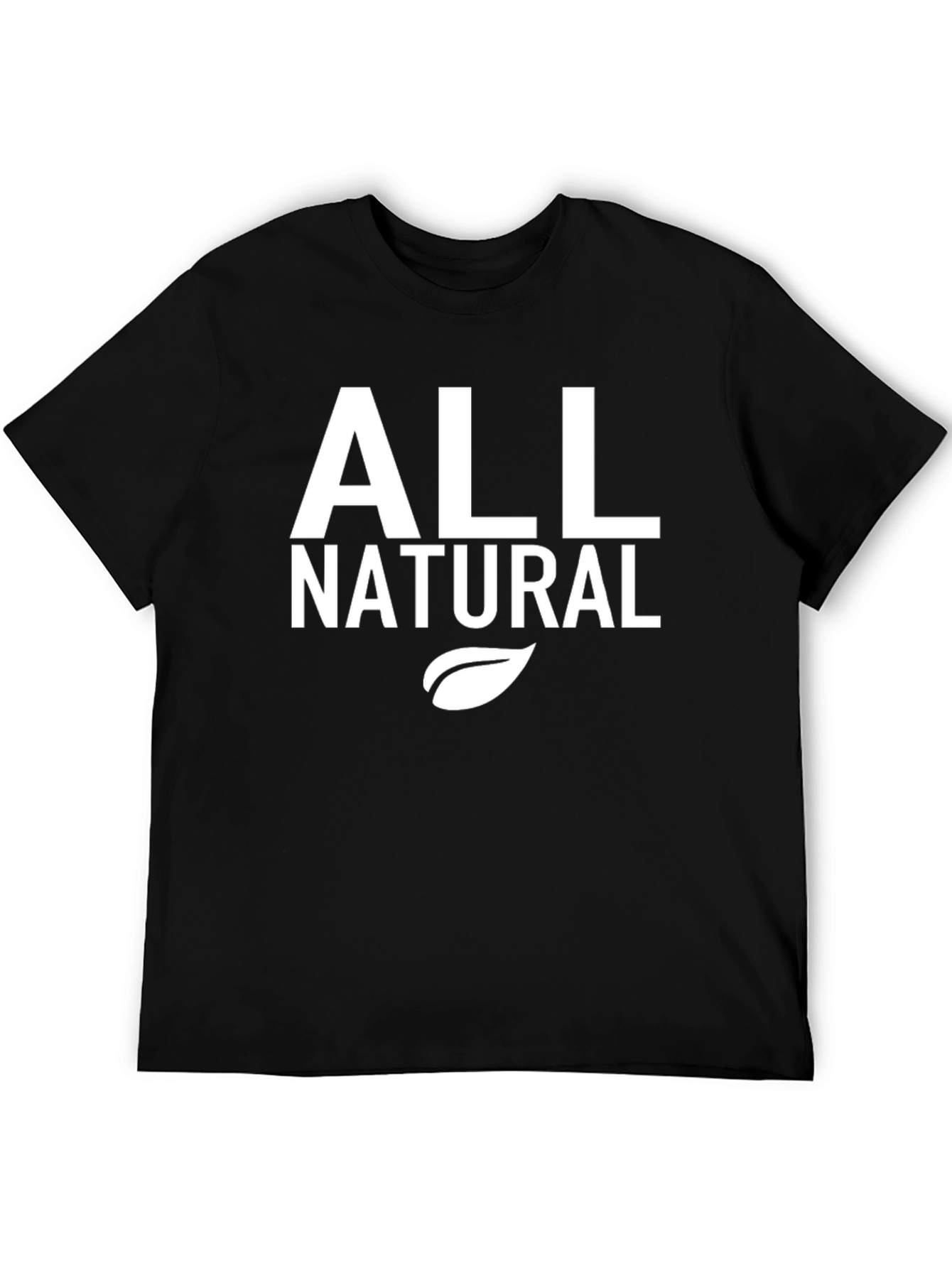 All Natural Black T-Shirt with Leaf Design