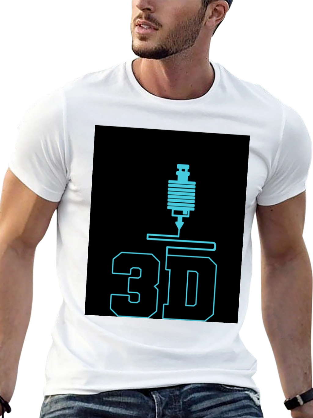 3D Printing Black Graphic Tee
