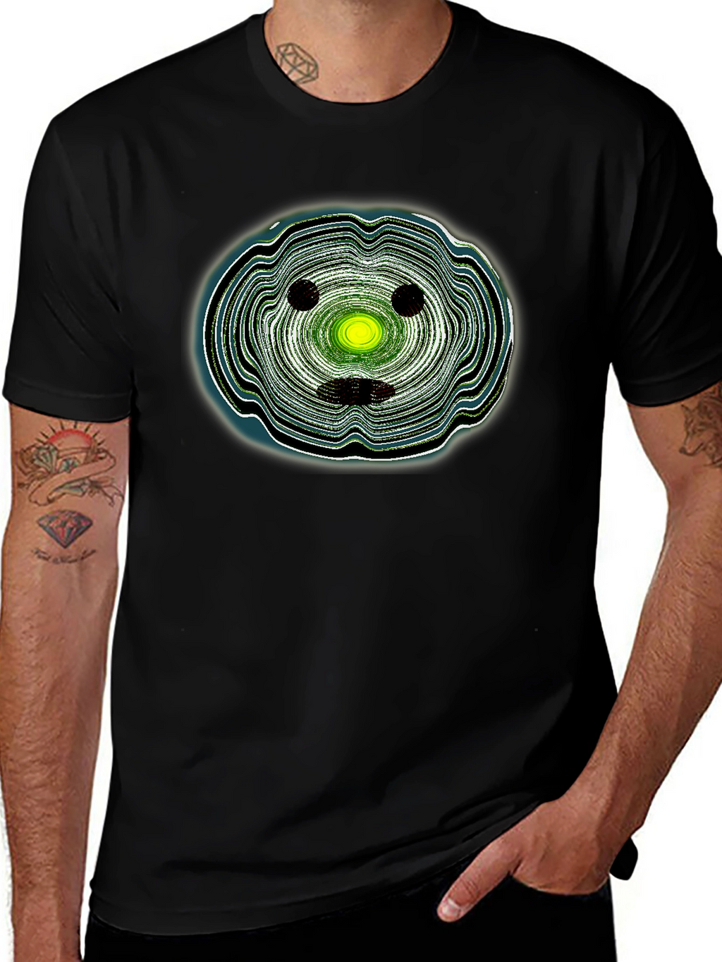 Abstract Face Graphic Black T-Shirt