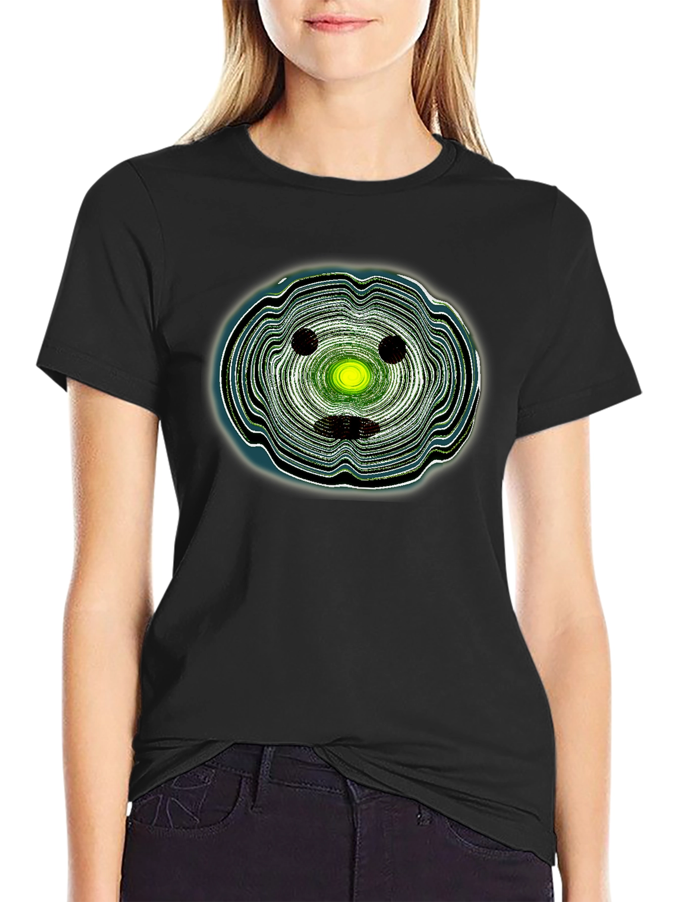 Abstract Face Graphic Black T-Shirt