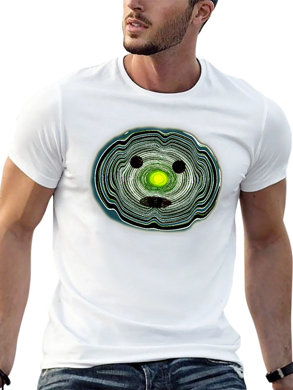 Abstract Face Graphic Black T-Shirt