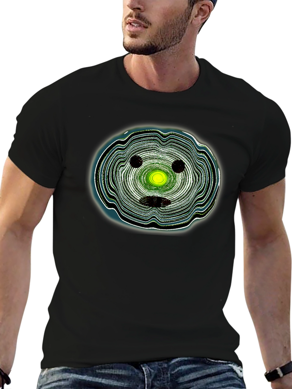 Abstract Face Graphic Black T-Shirt