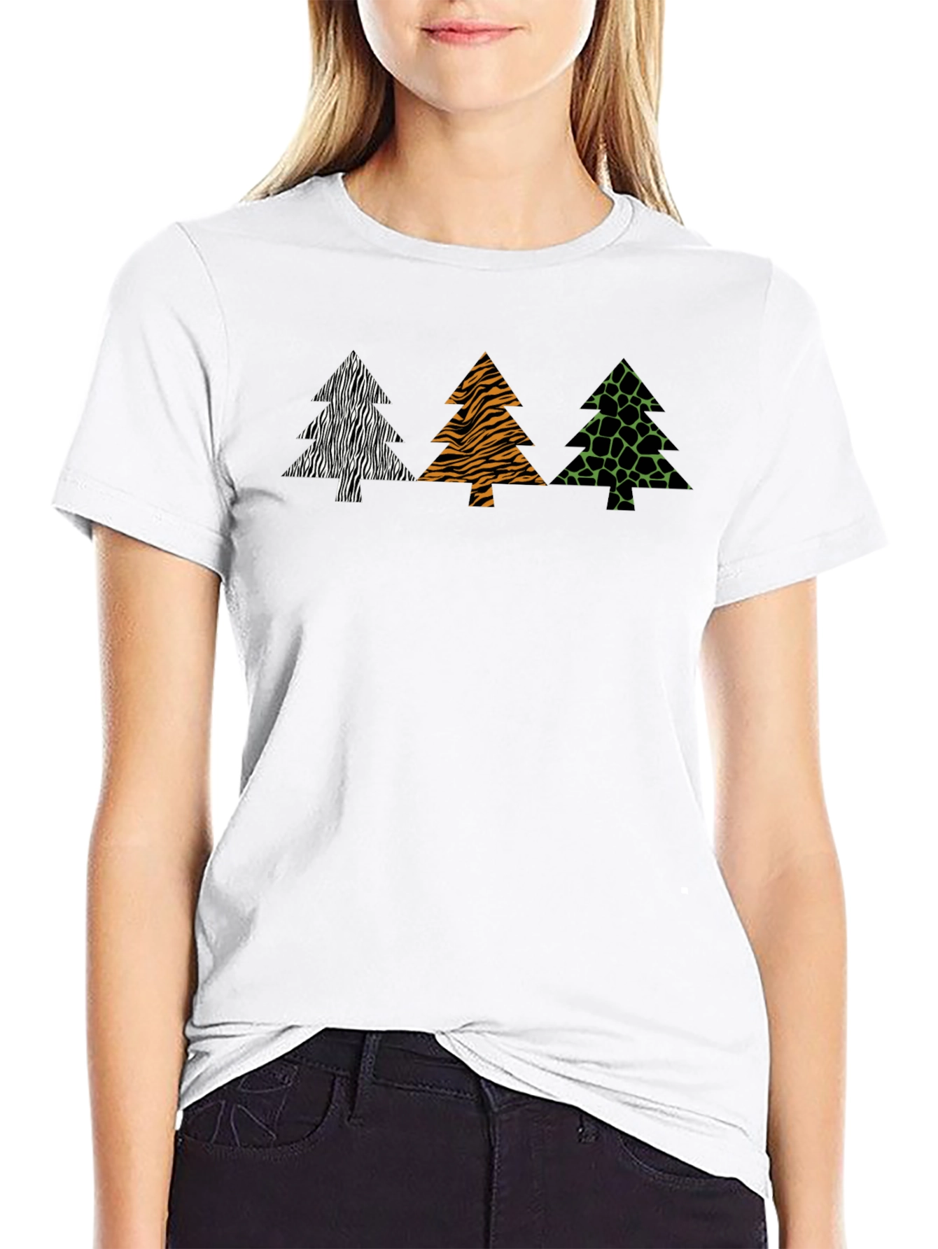 Animal Print Trees Graphic Tee - Stylish Comfort