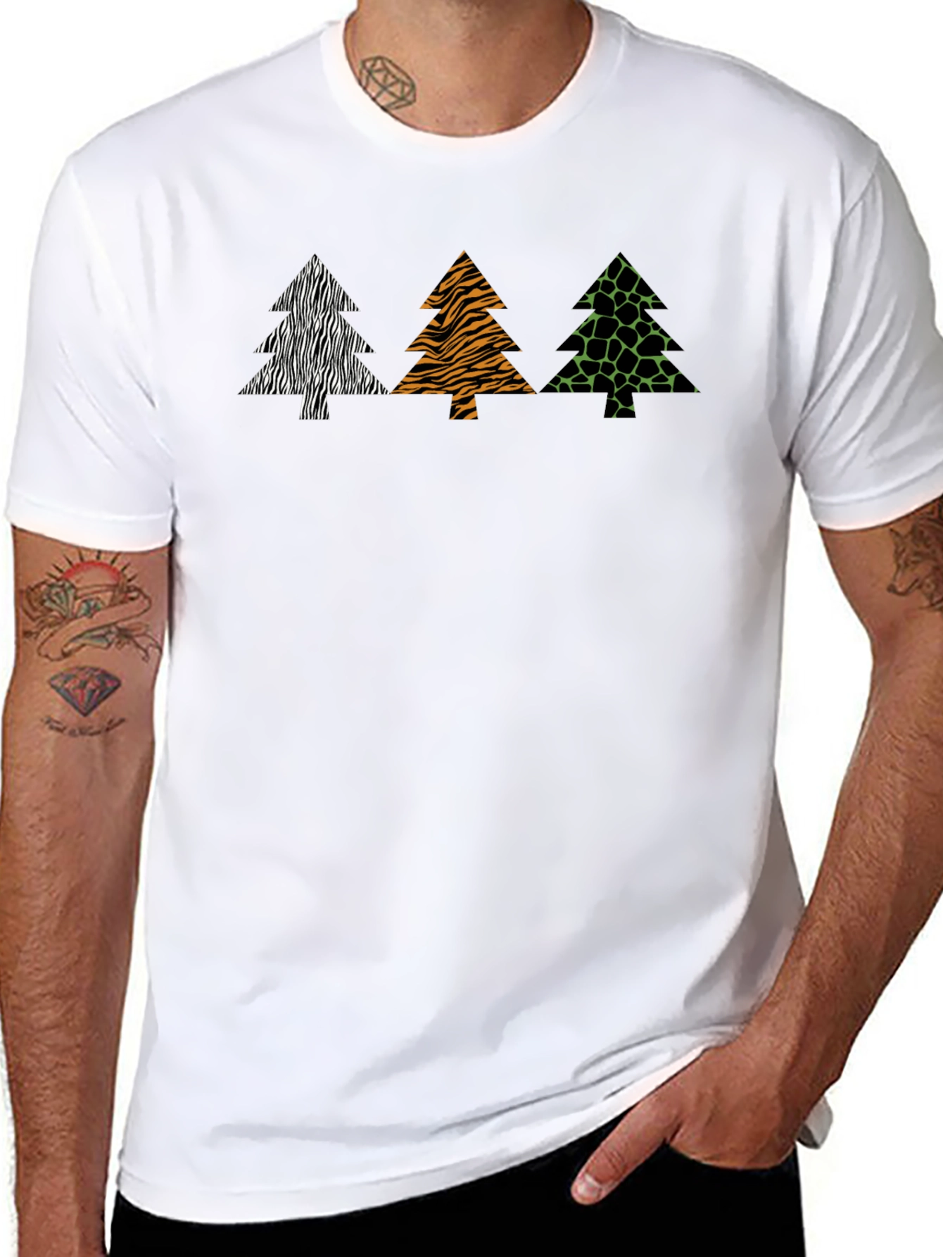 Animal Print Trees Graphic Tee - Stylish Comfort
