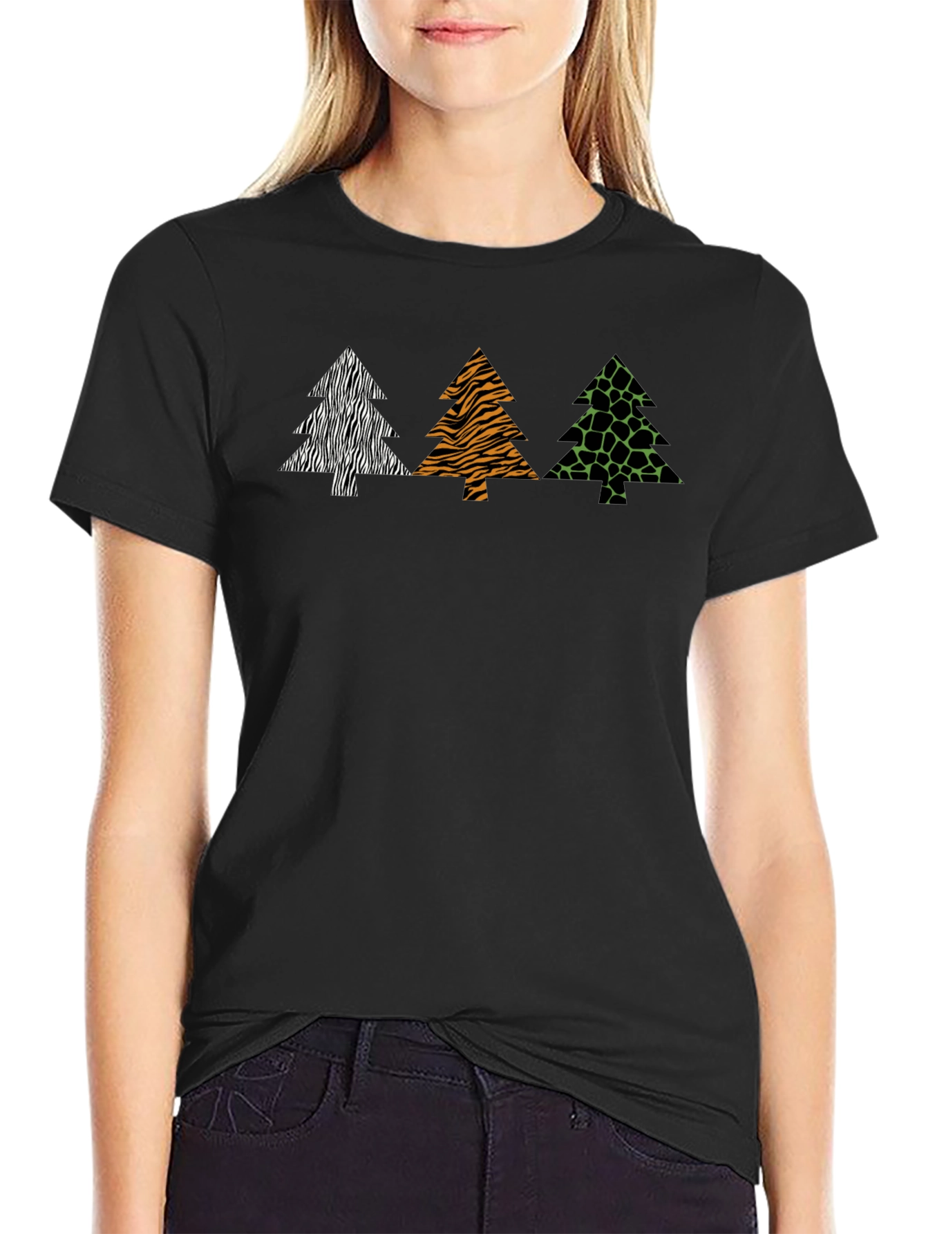 Animal Print Trees Graphic Tee - Stylish Comfort