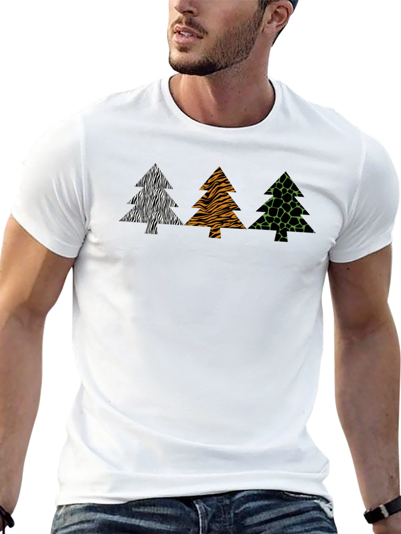 Animal Print Trees Graphic Tee - Stylish Comfort