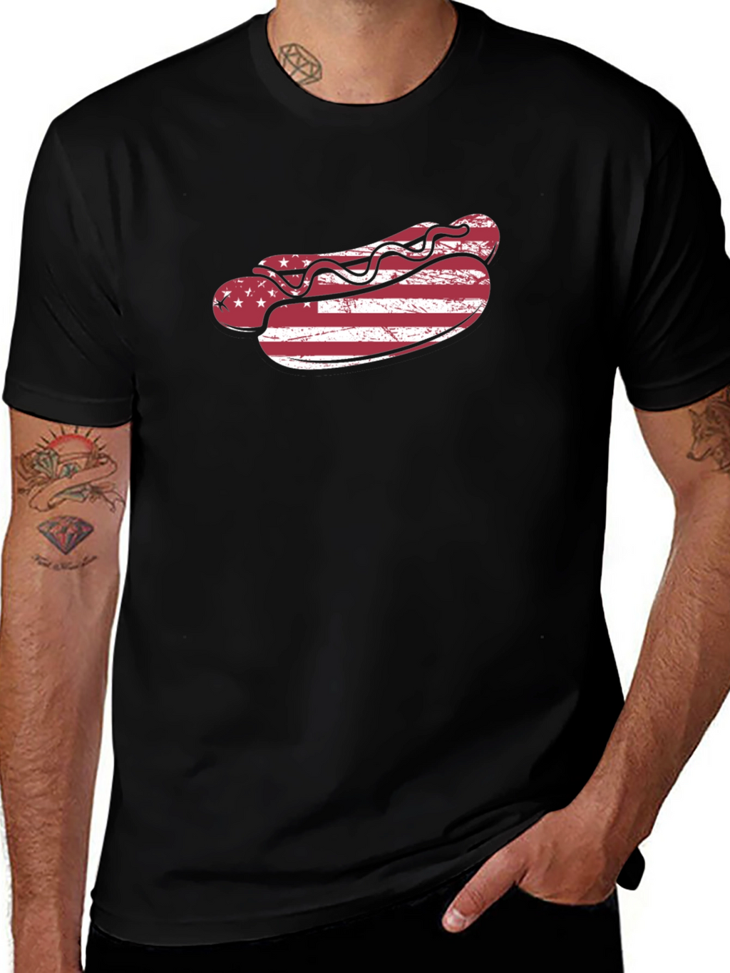 American Flag Hot Dog T-Shirt