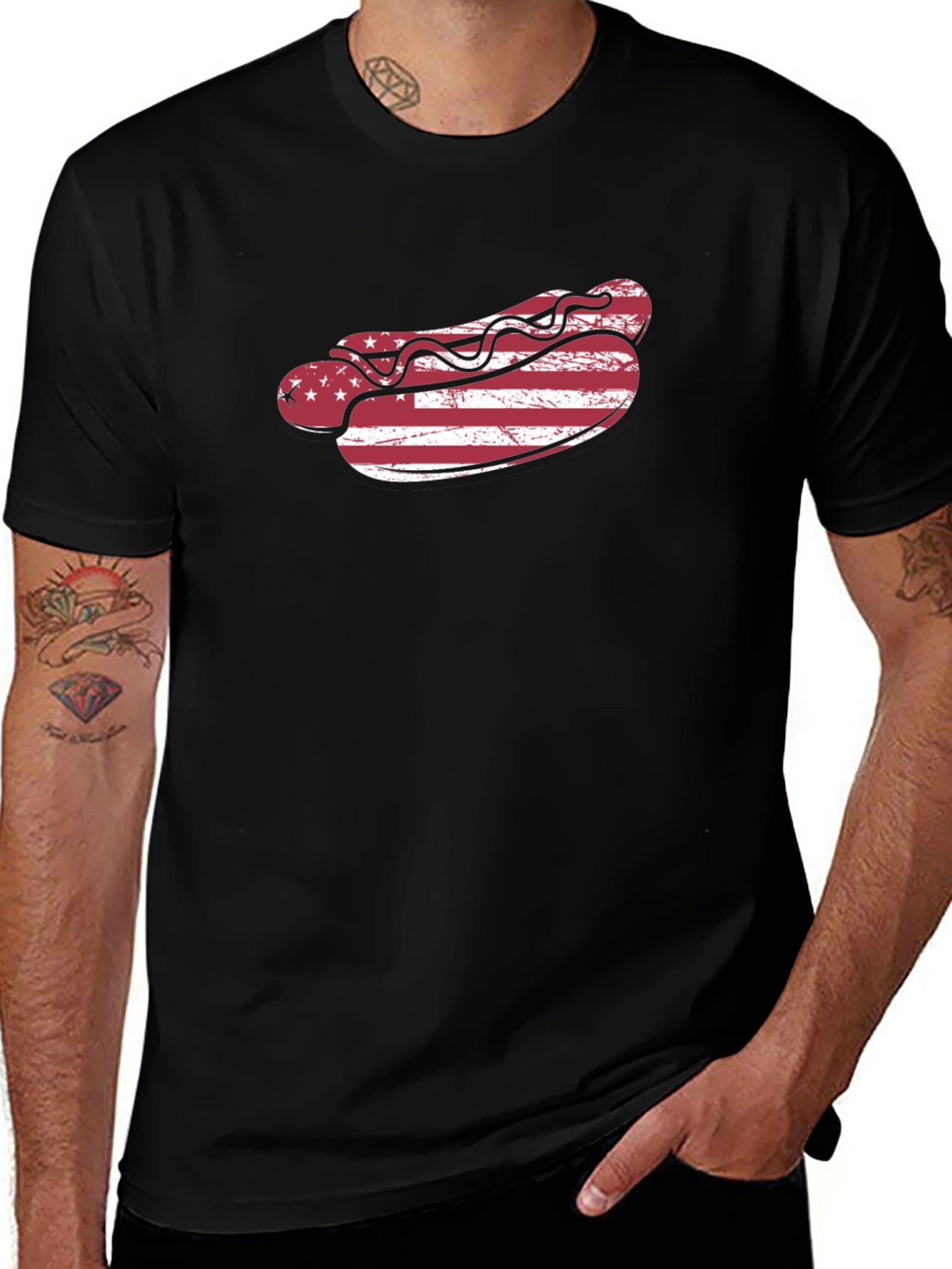 American Flag Hot Dog T-Shirt