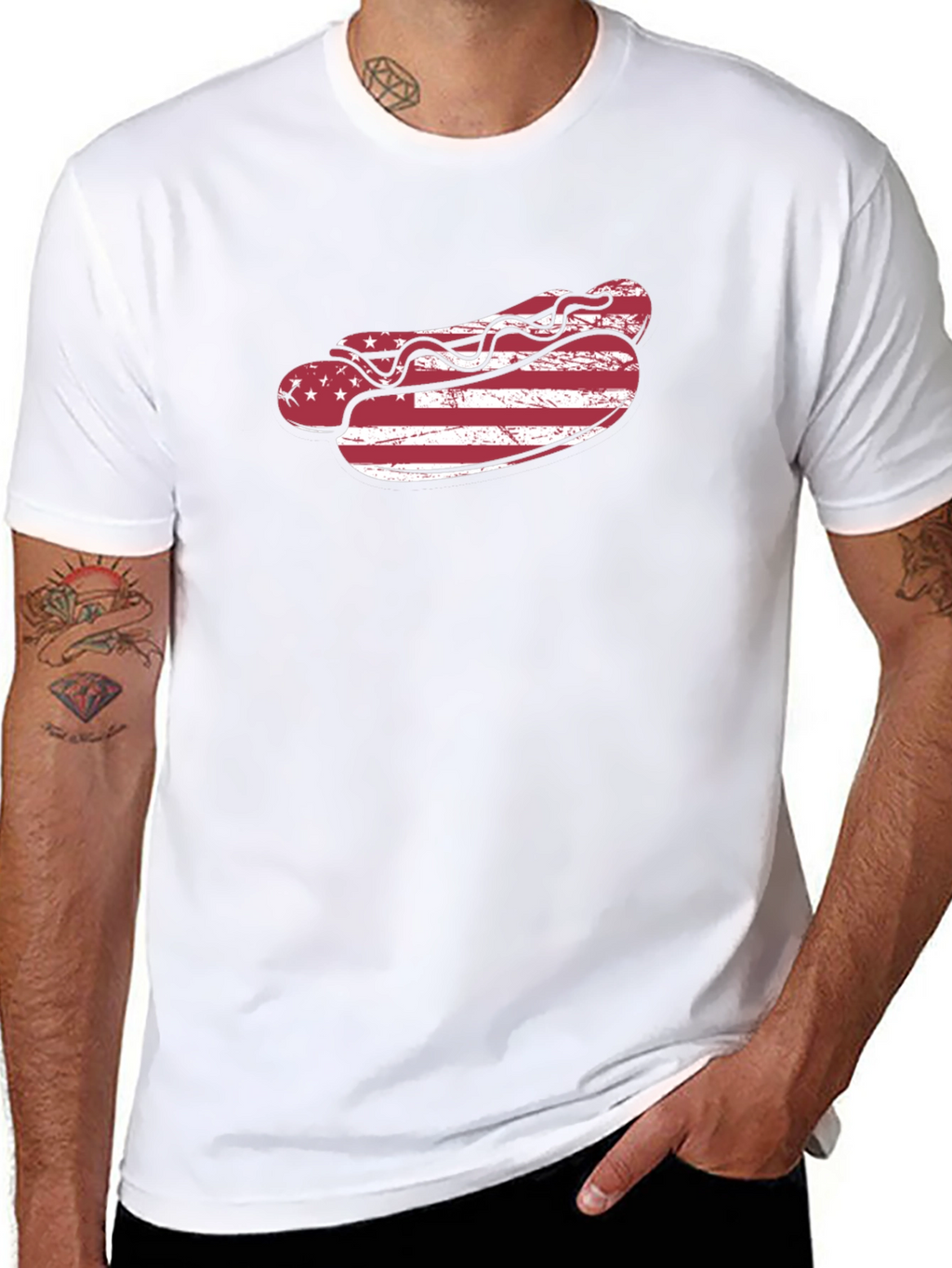 American Flag Hot Dog T-Shirt