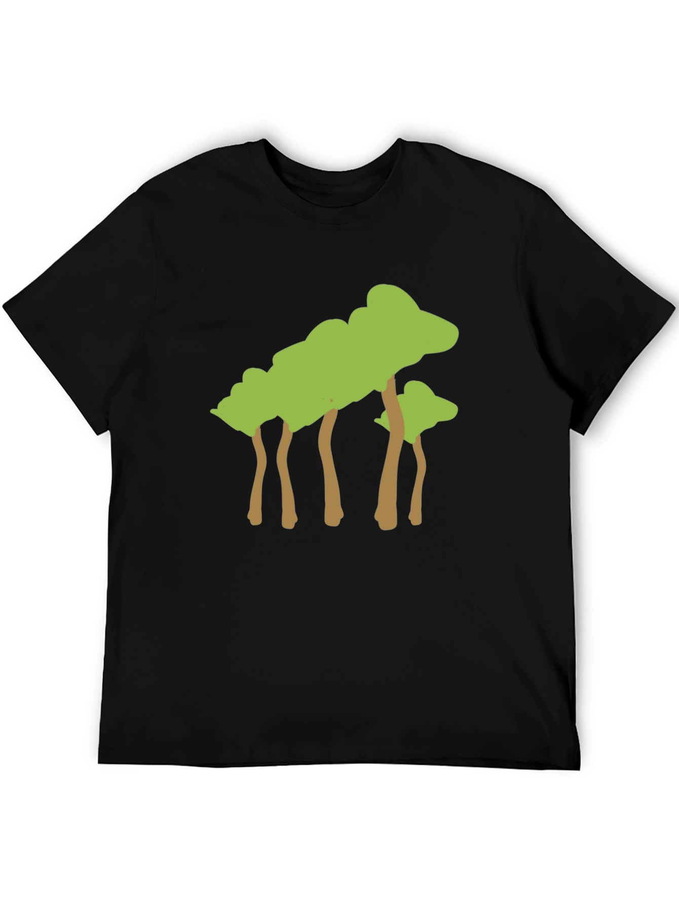 Abstract Tree Graphic Tee - Black Cotton Casual T-Shirt