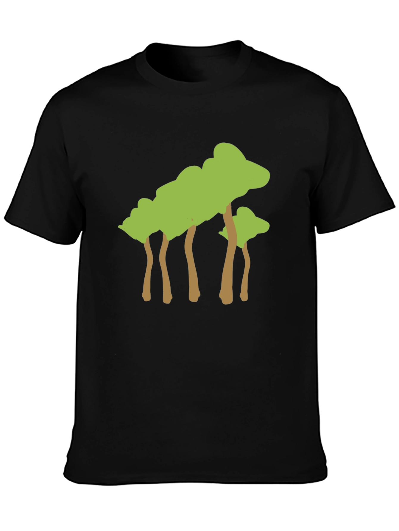 Abstract Tree Graphic Tee - Black Cotton Casual T-Shirt