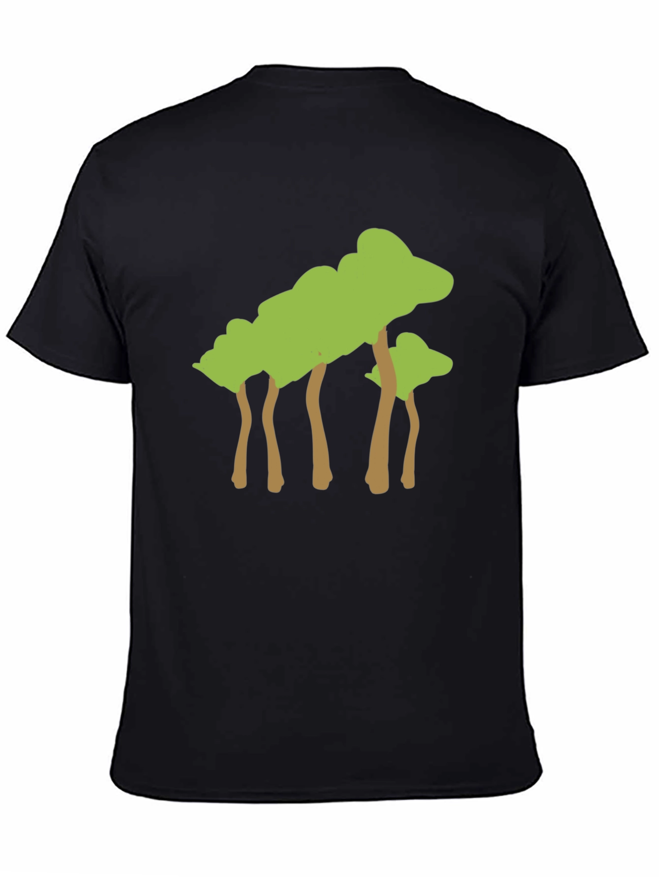 Abstract Tree Graphic Tee - Black Cotton Casual T-Shirt