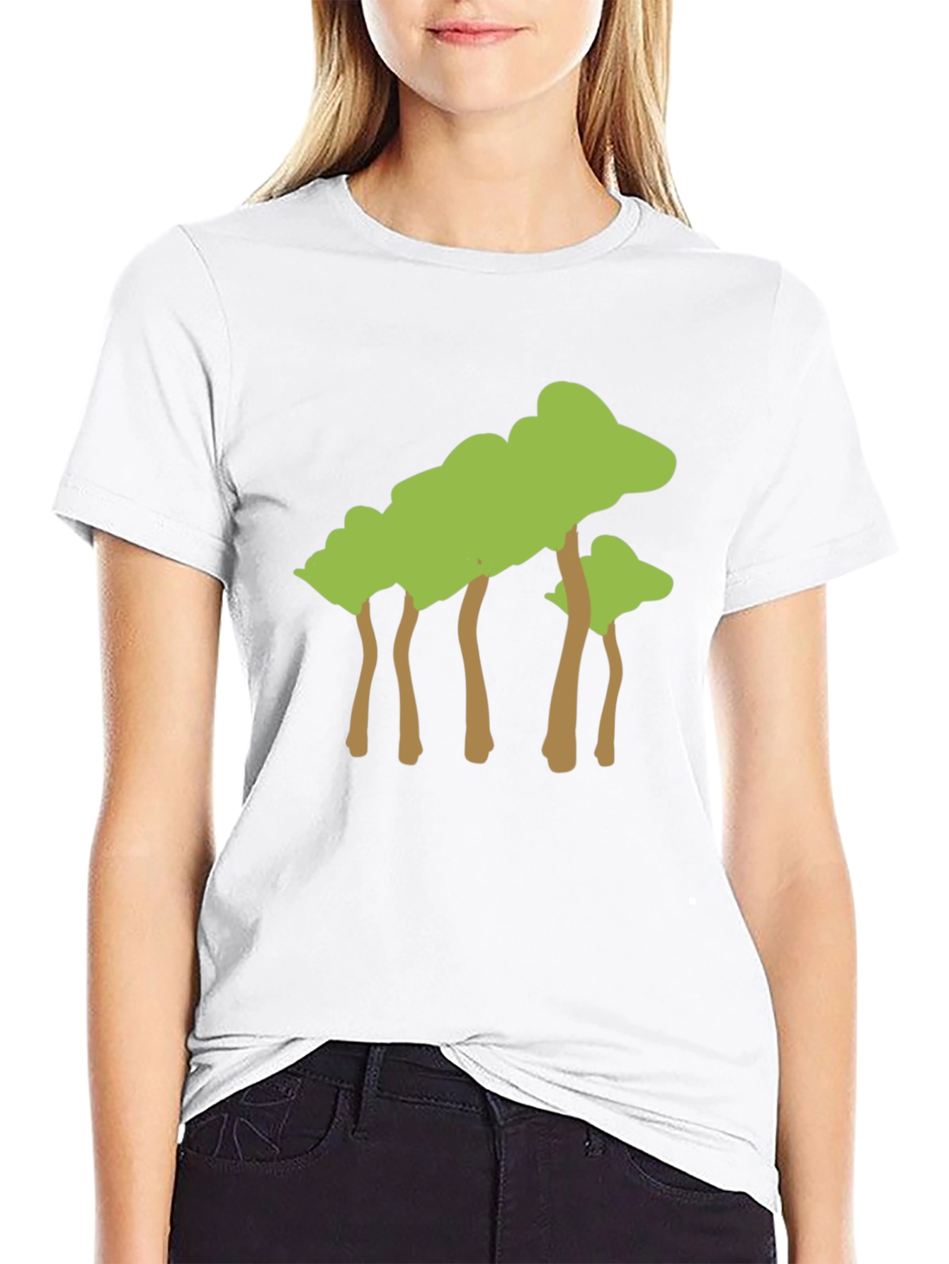 Abstract Tree Graphic Tee - Black Cotton Casual T-Shirt