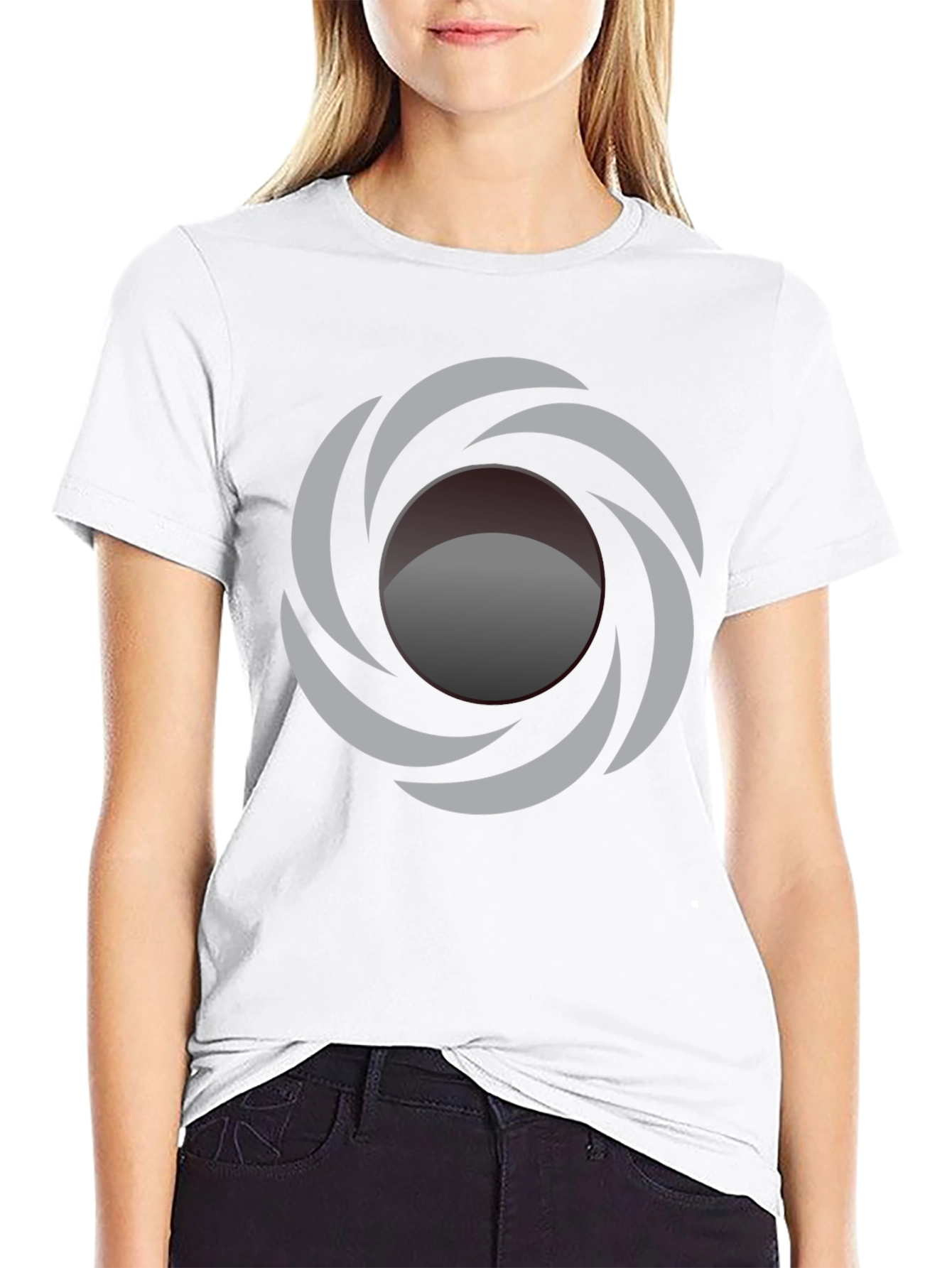 Abstract Swirl Graphic Black T-Shirt