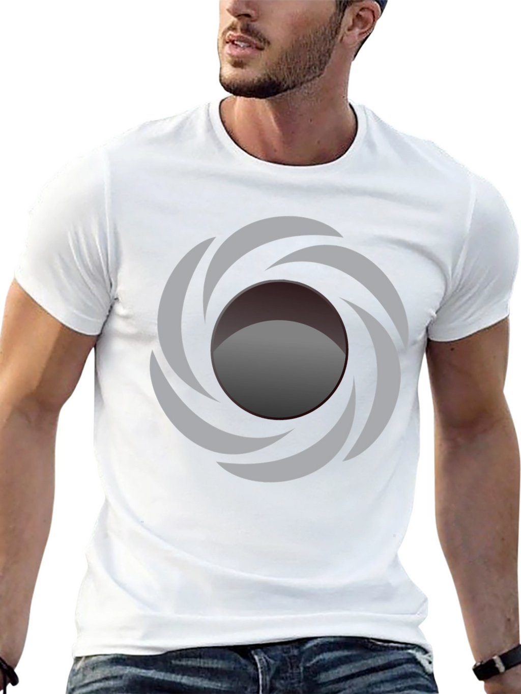 Abstract Swirl Graphic Black T-Shirt