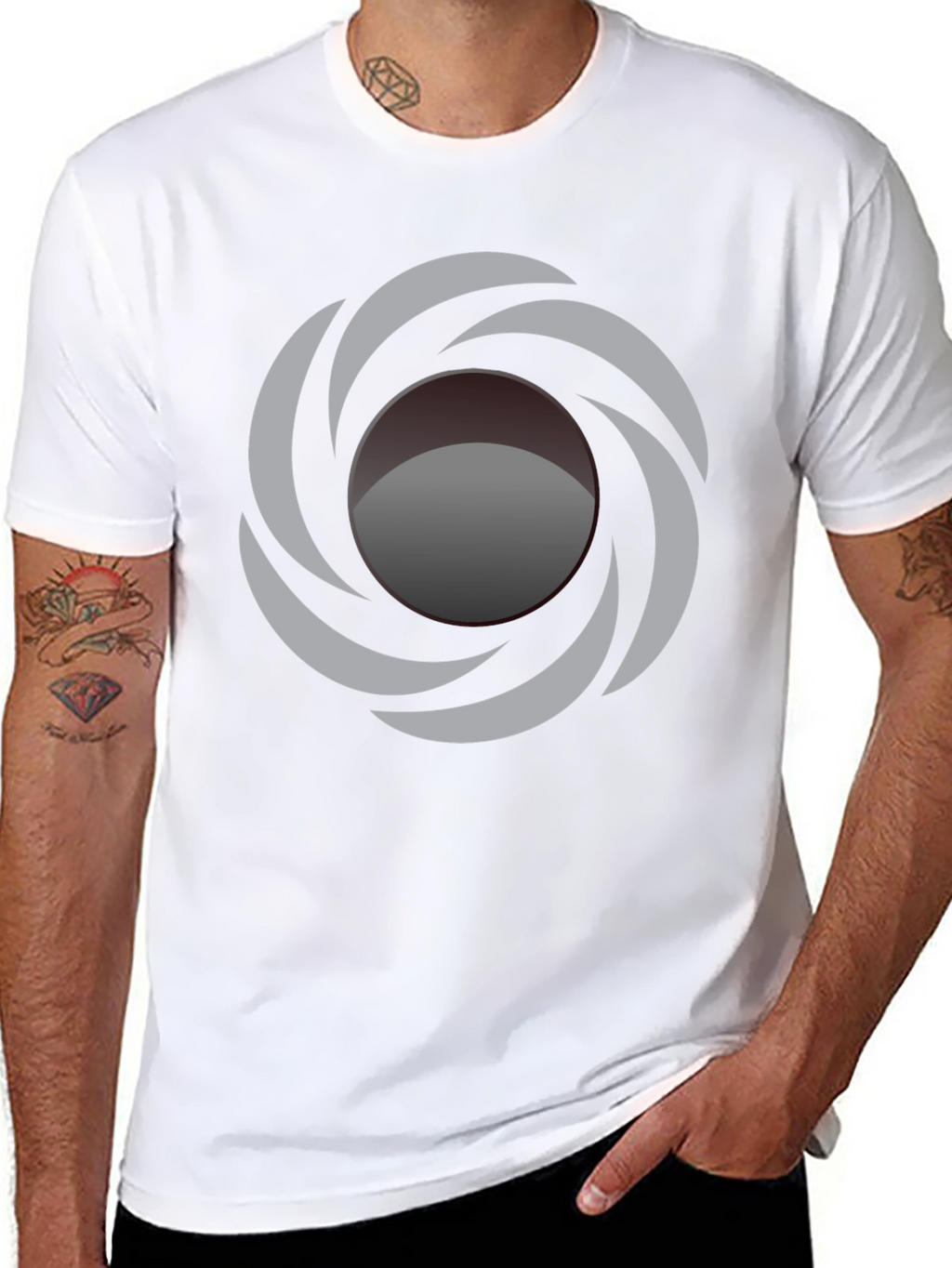 Abstract Swirl Graphic Black T-Shirt