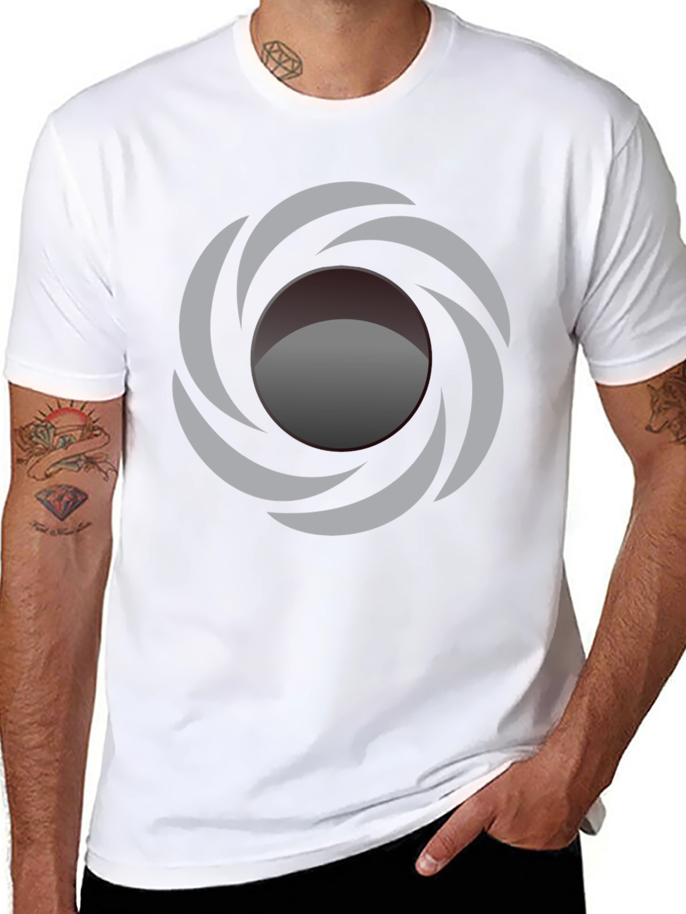 Abstract Swirl Graphic Black T-Shirt