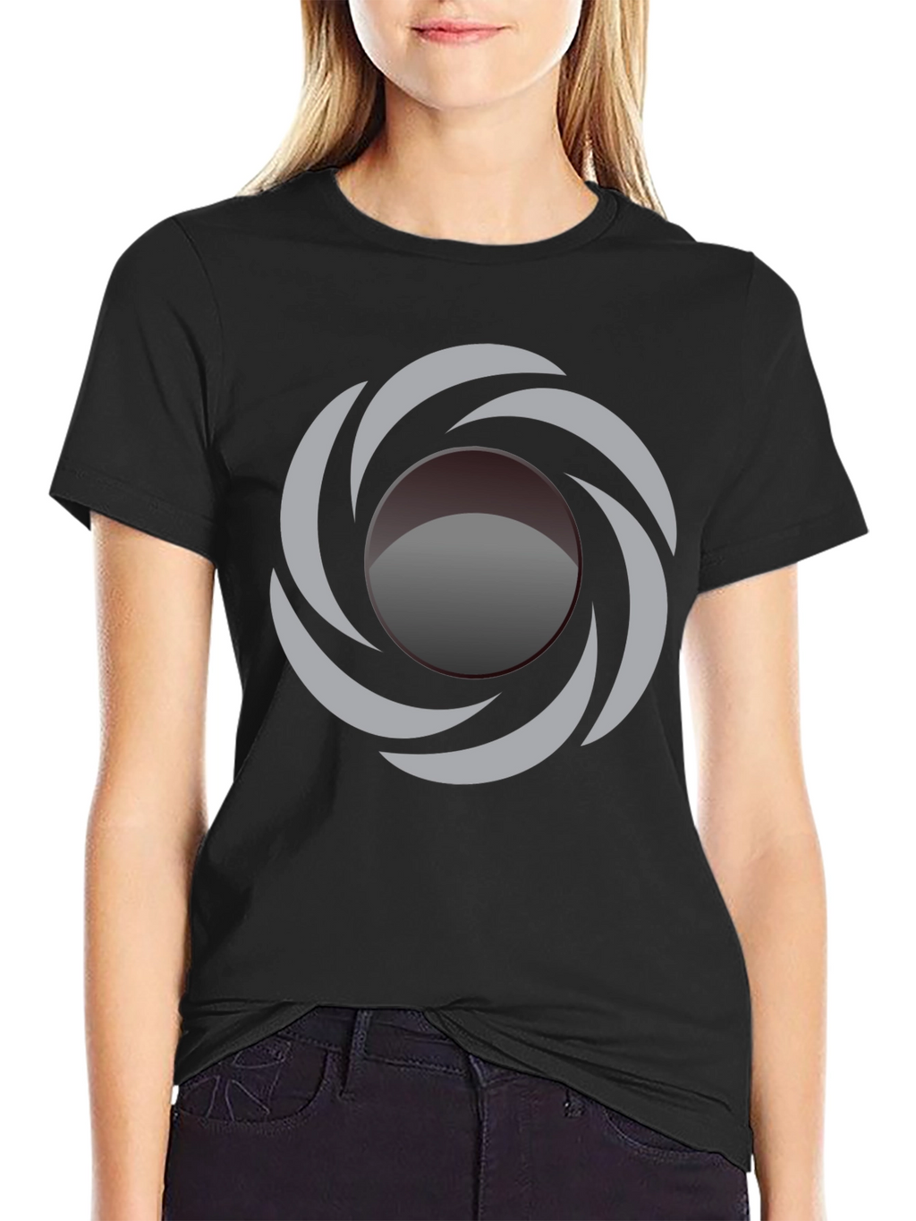 Abstract Swirl Graphic Black T-Shirt