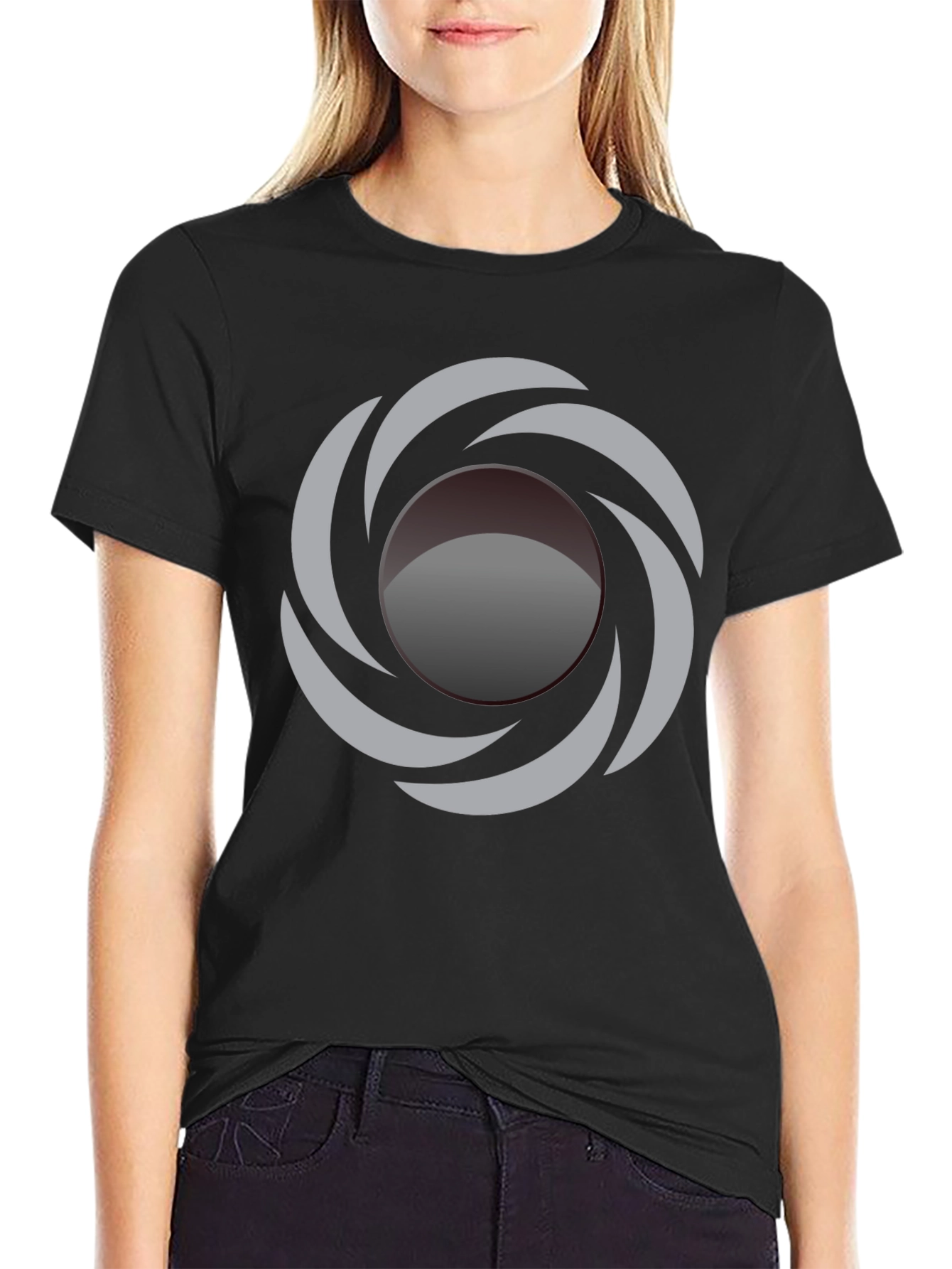 Abstract Swirl Graphic Black T-Shirt