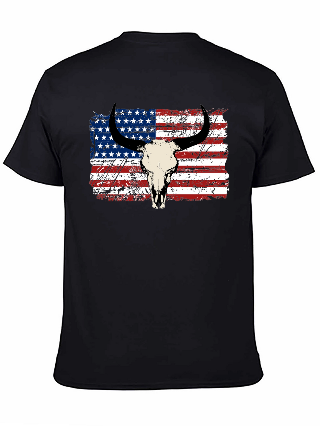 American Flag Bull Skull Graphic Tee