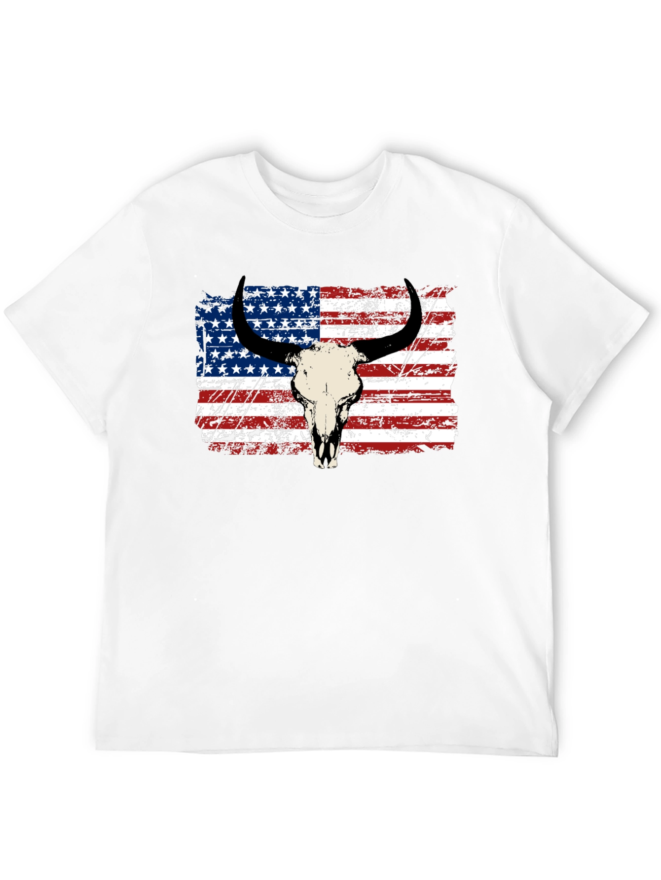 American Flag Bull Skull Graphic Tee