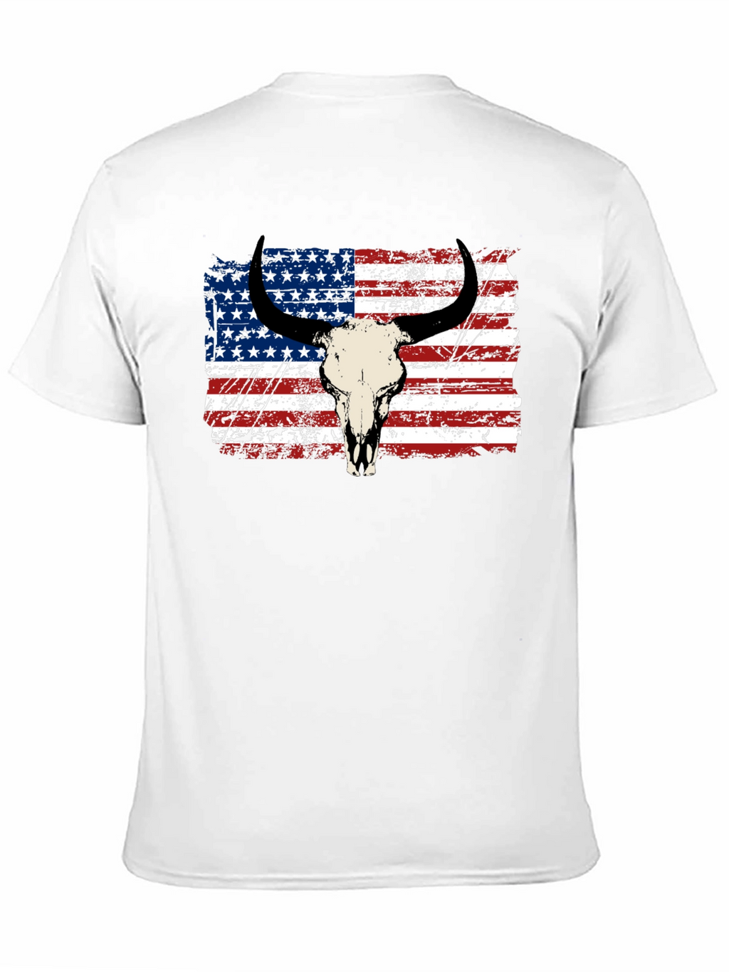 American Flag Bull Skull Graphic Tee