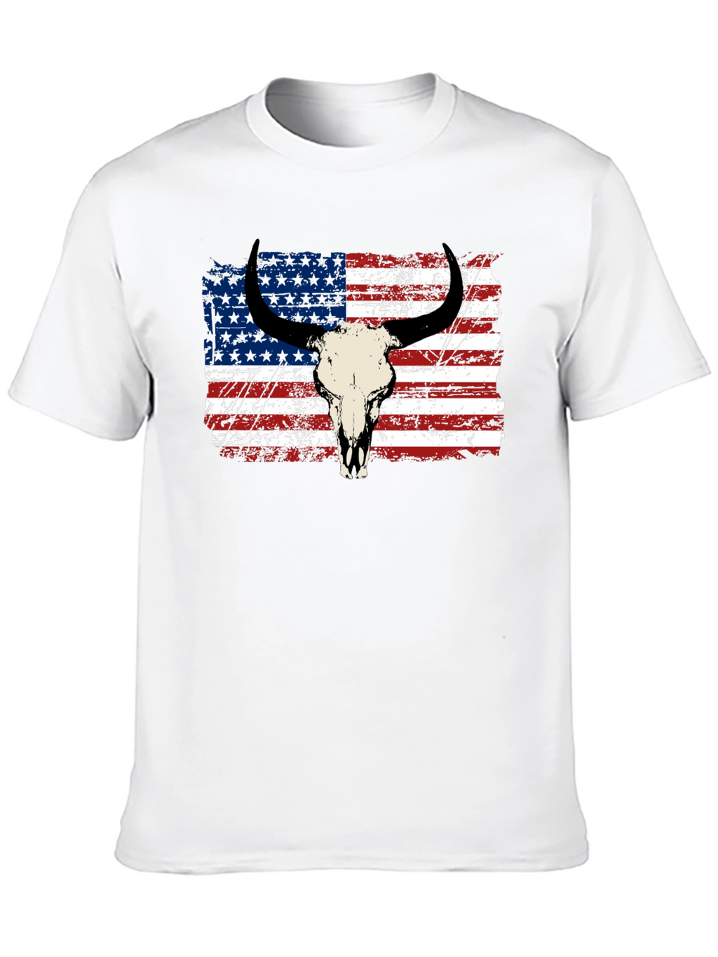 American Flag Bull Skull Graphic Tee