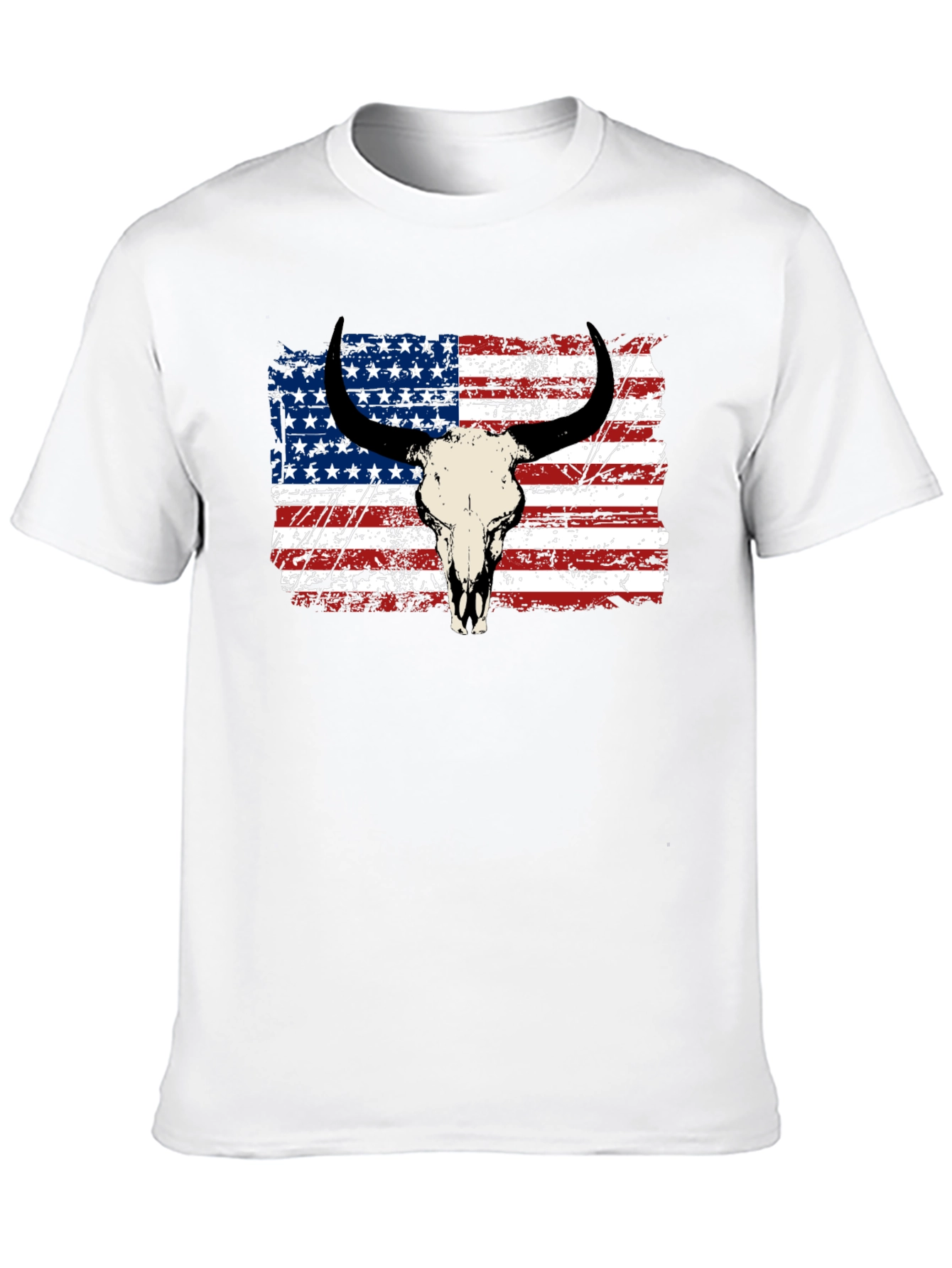 American Flag Bull Skull Graphic Tee