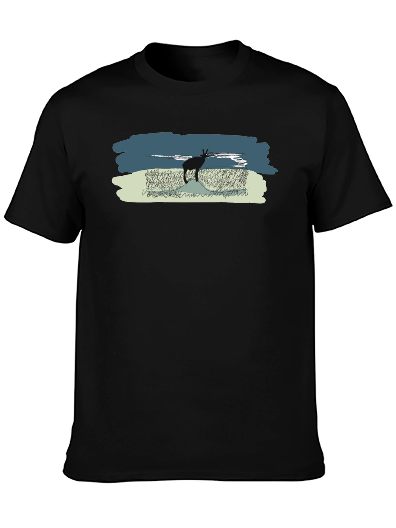 Antelope Scene Black T-Shirt
