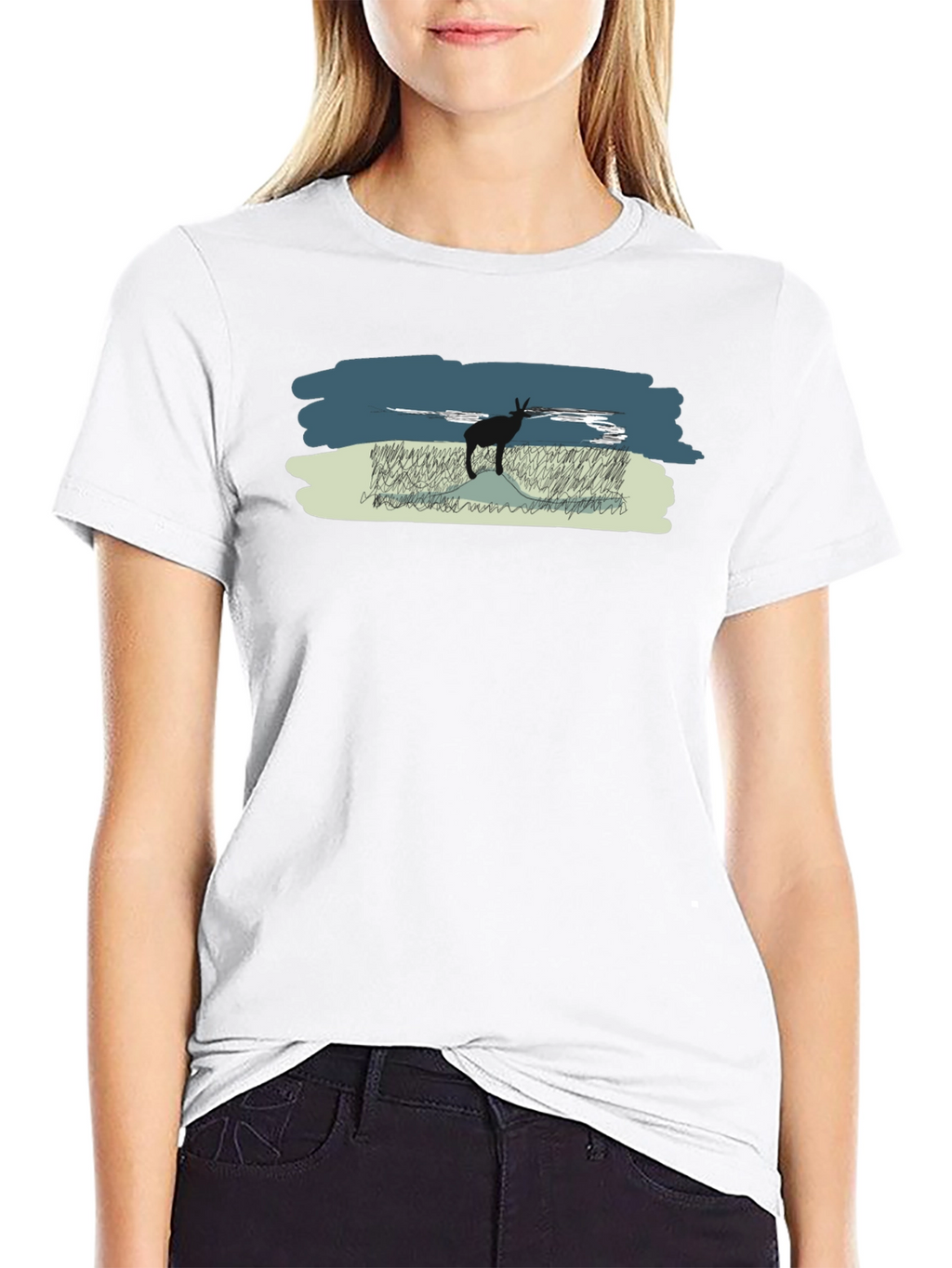 Antelope Scene Black T-Shirt