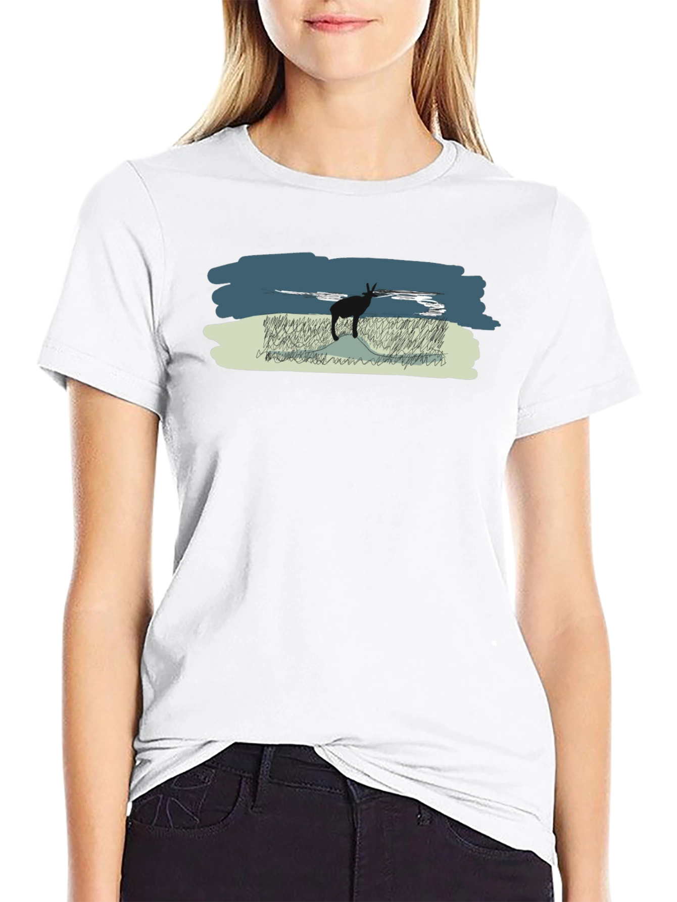 Antelope Scene Black T-Shirt