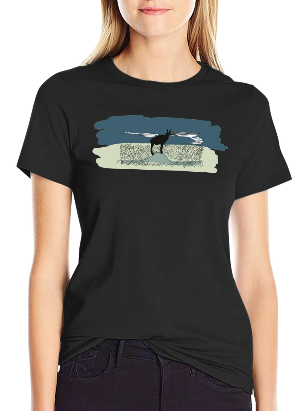Antelope Scene Black T-Shirt