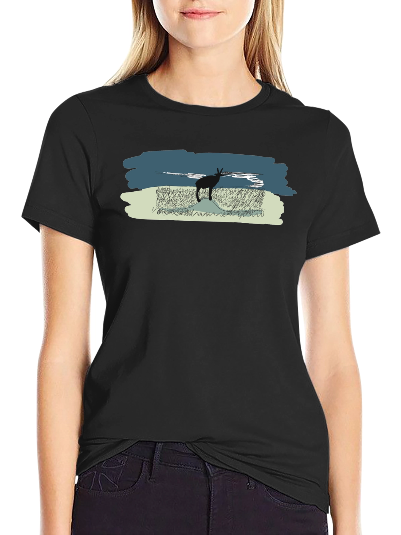 Antelope Scene Black T-Shirt