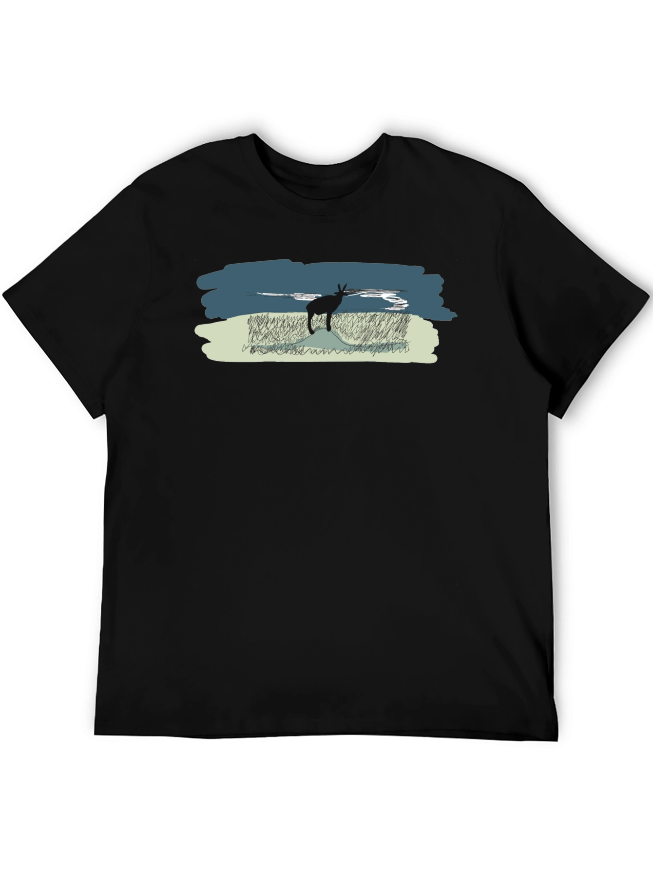 Antelope Scene Black T-Shirt