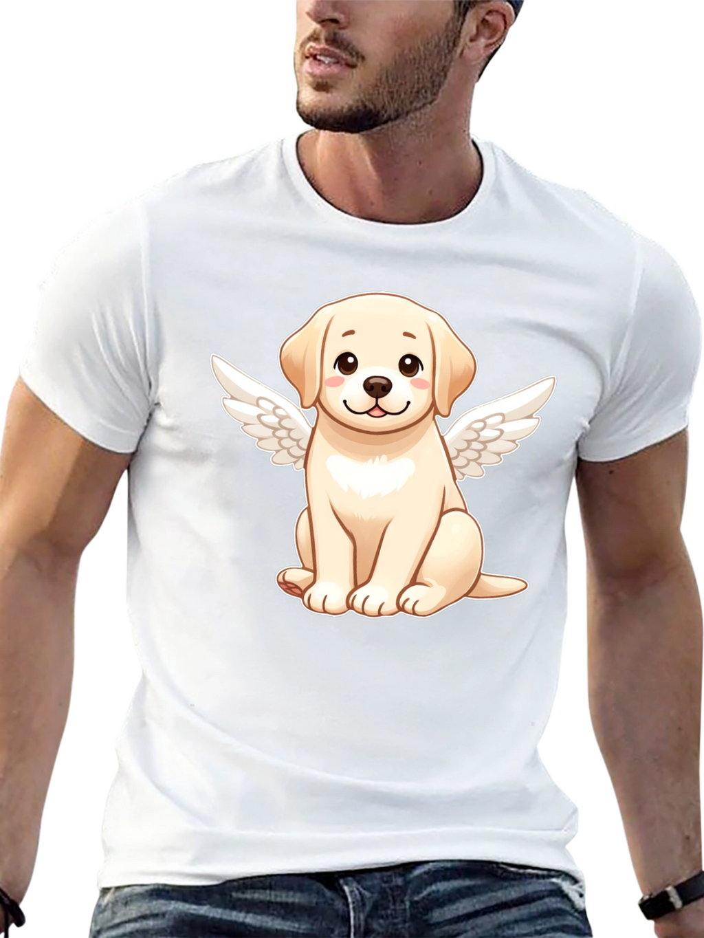 Angel Dog Graphic Black T-Shirt