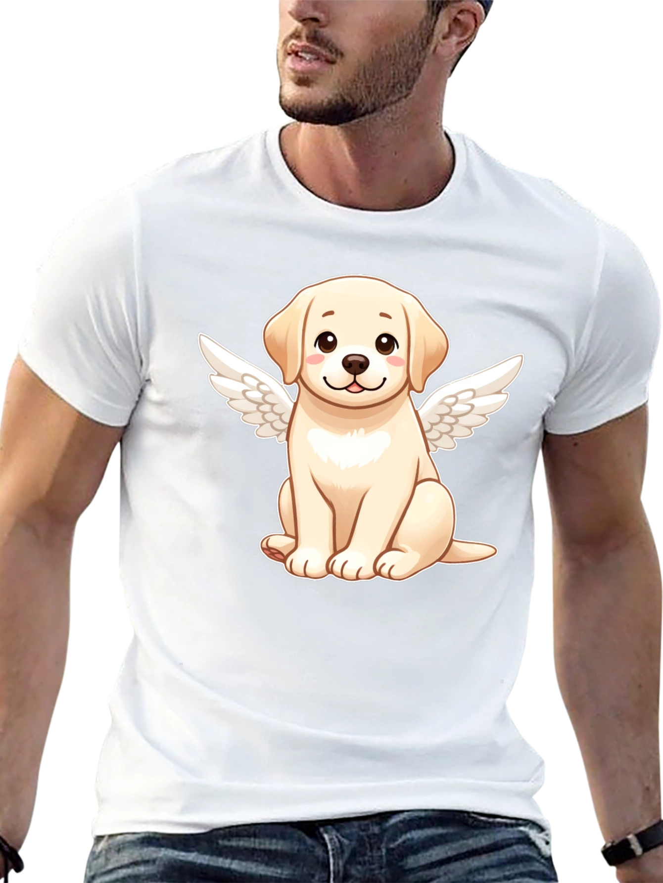Angel Dog Graphic Black T-Shirt