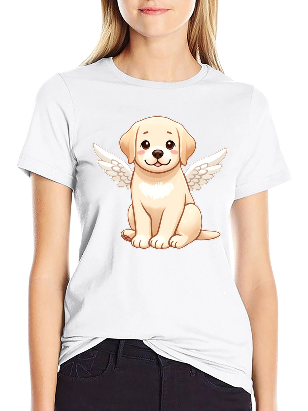 Angel Dog Graphic Black T-Shirt