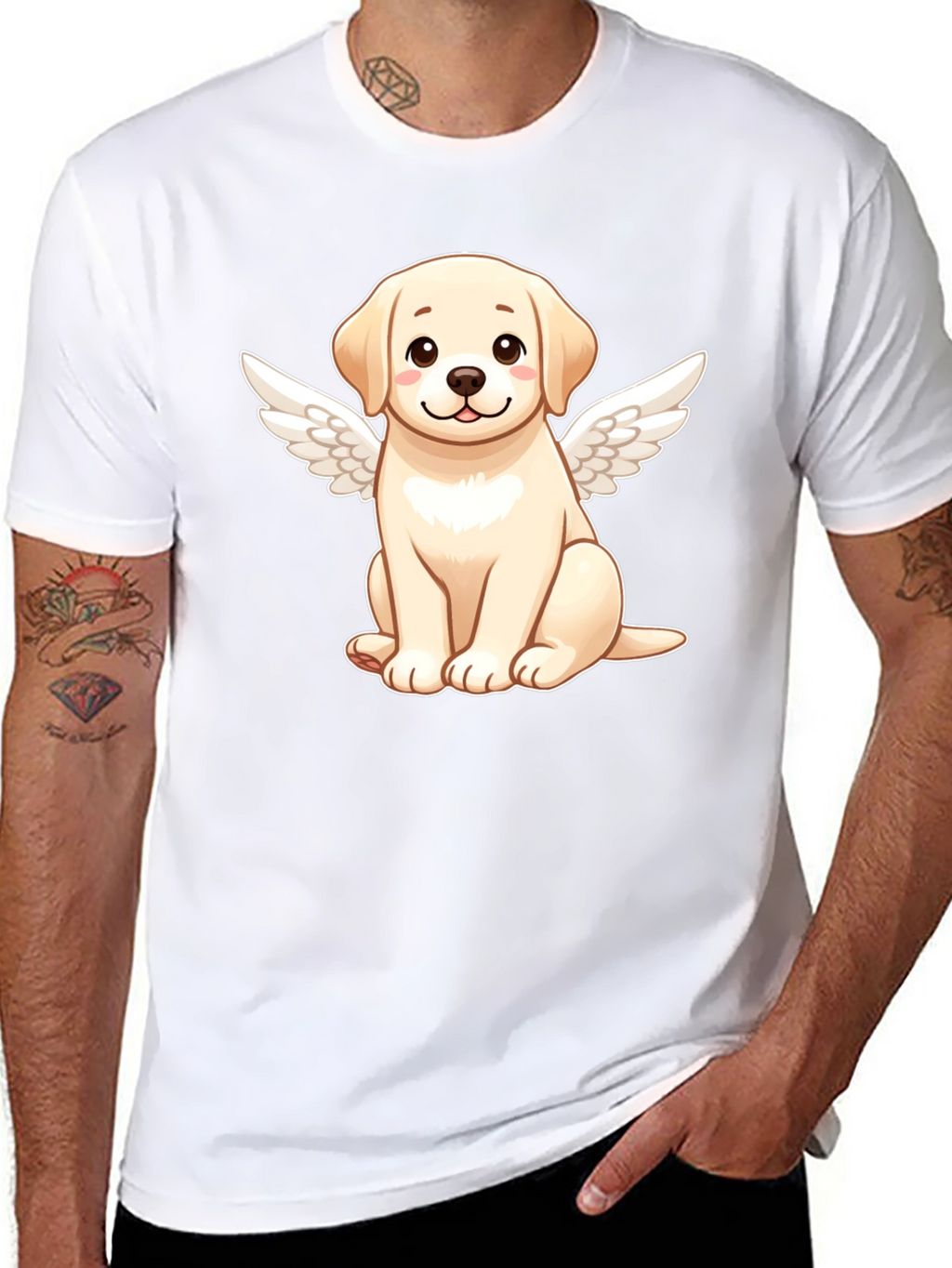 Angel Dog Graphic Black T-Shirt