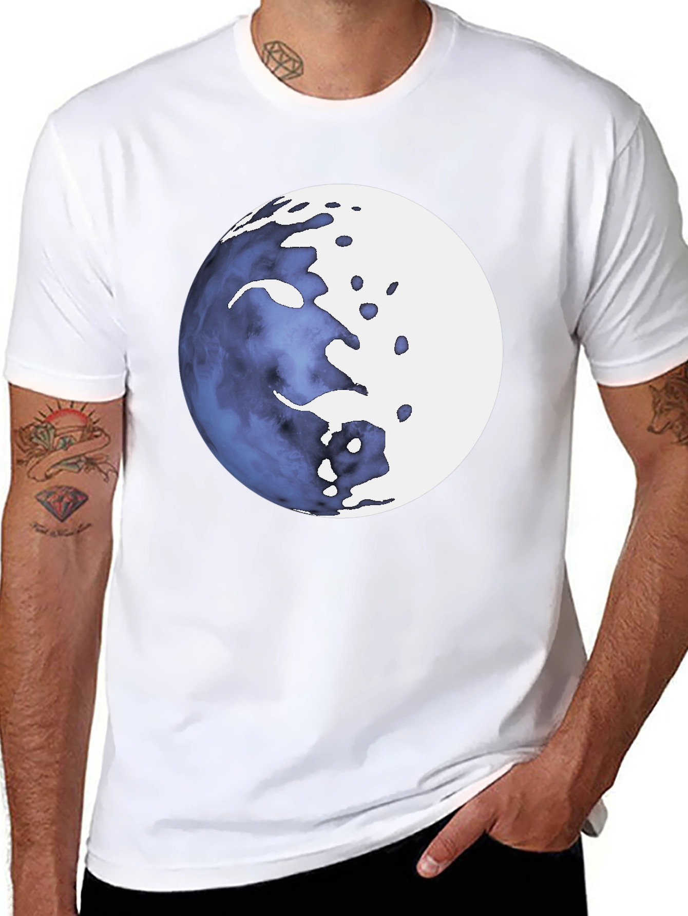 Abstract Celestial Sphere Graphic Tee - Mens Black T-Shirt