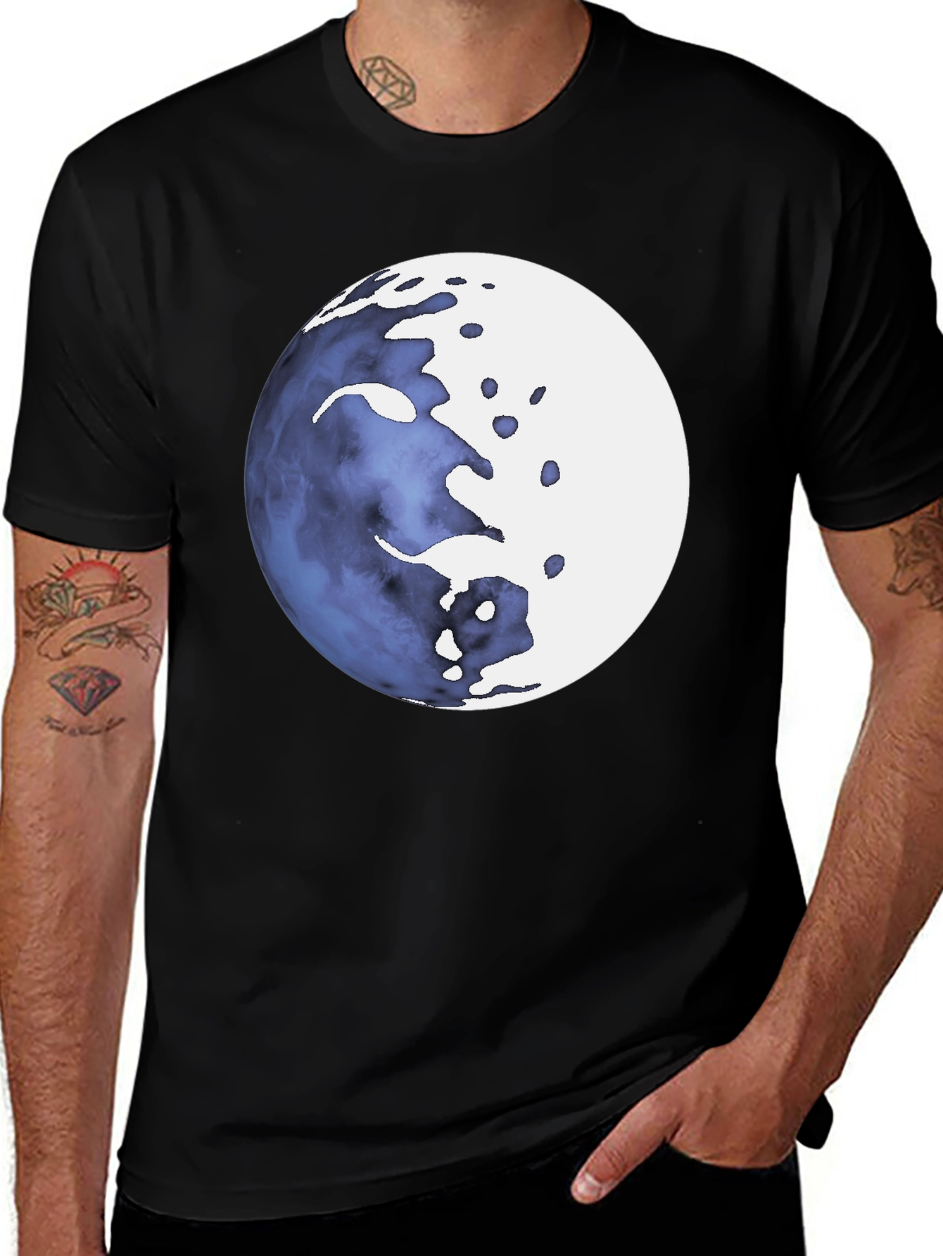 Abstract Celestial Sphere Graphic Tee - Mens Black T-Shirt