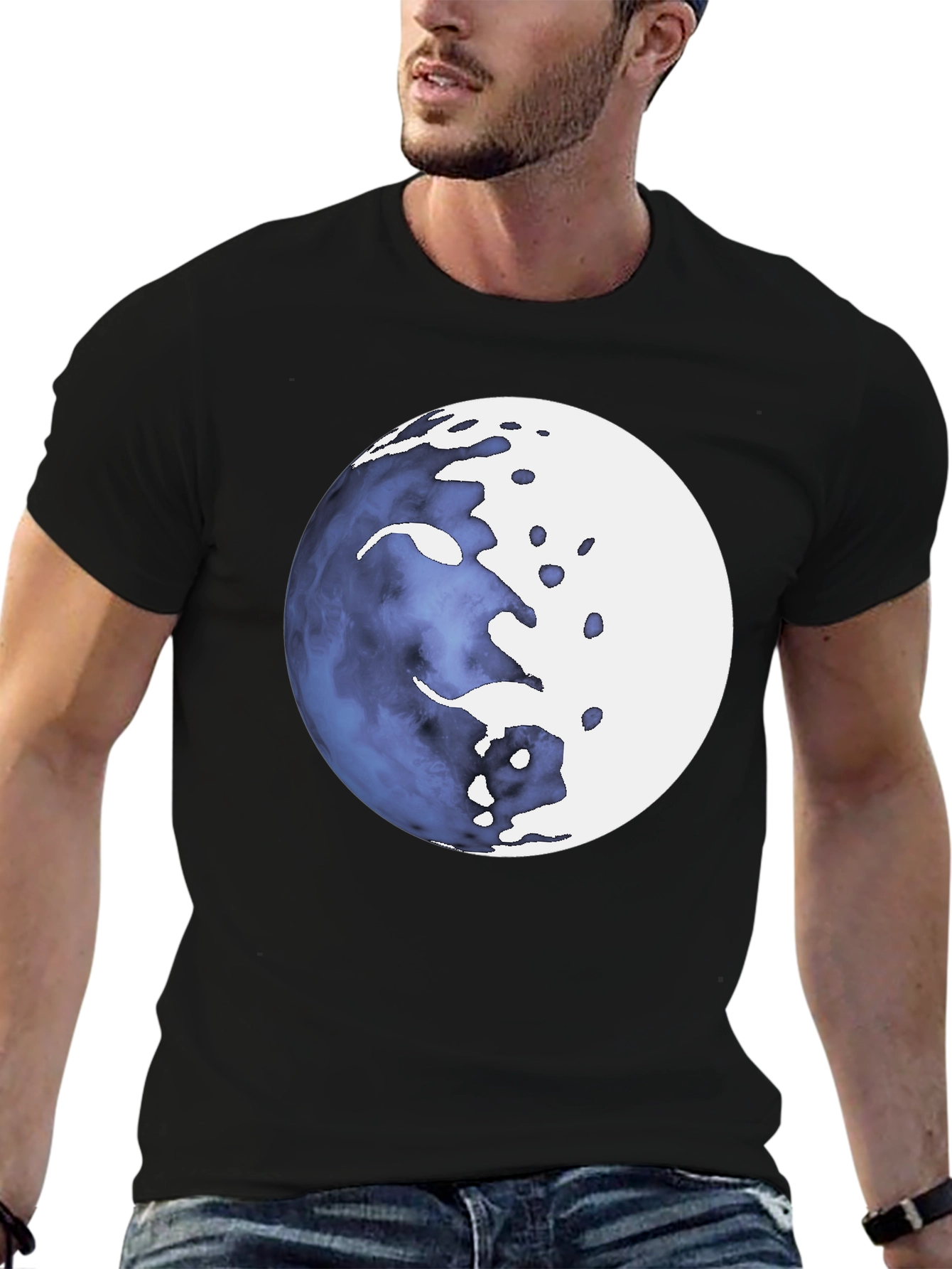 Abstract Celestial Sphere Graphic Tee - Mens Black T-Shirt