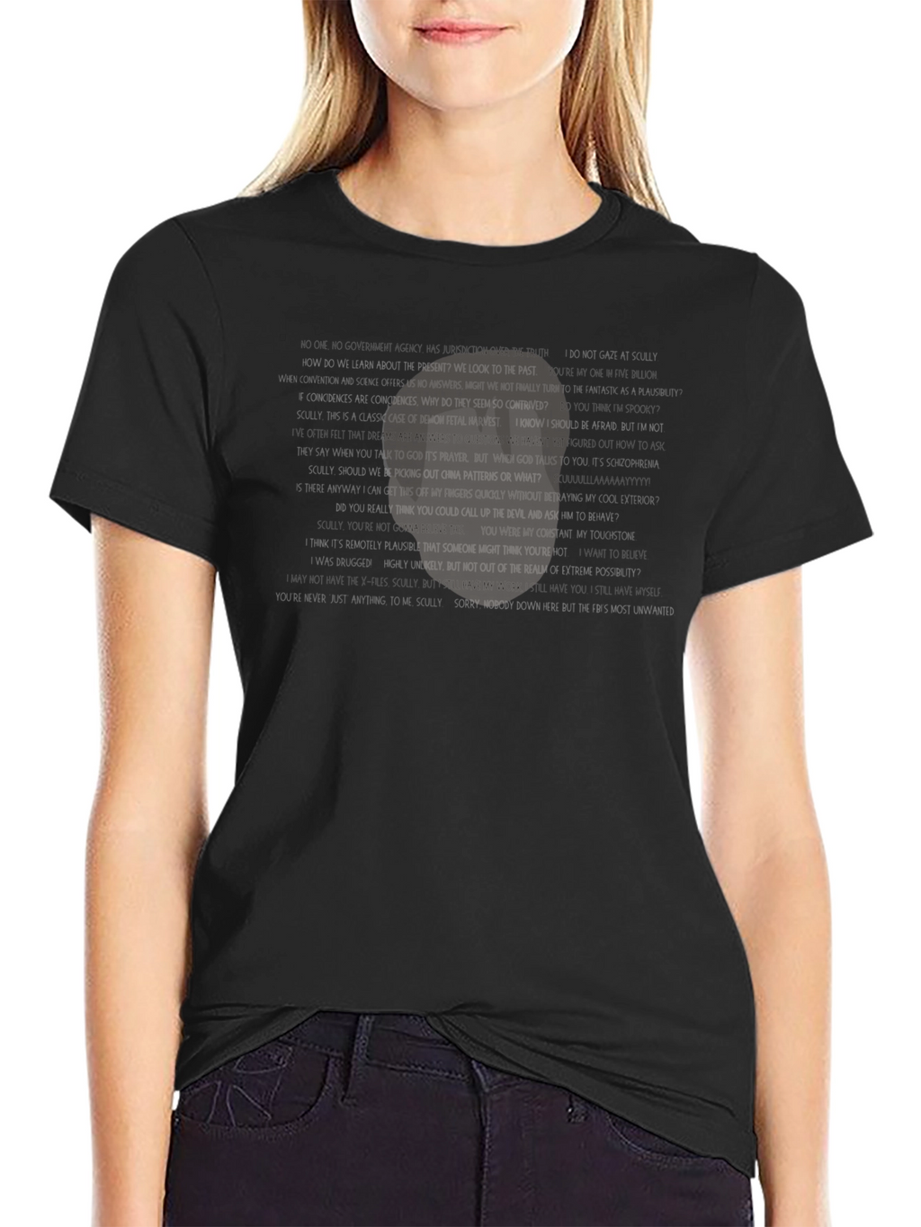 Abstract Text Graphic Black T-Shirt