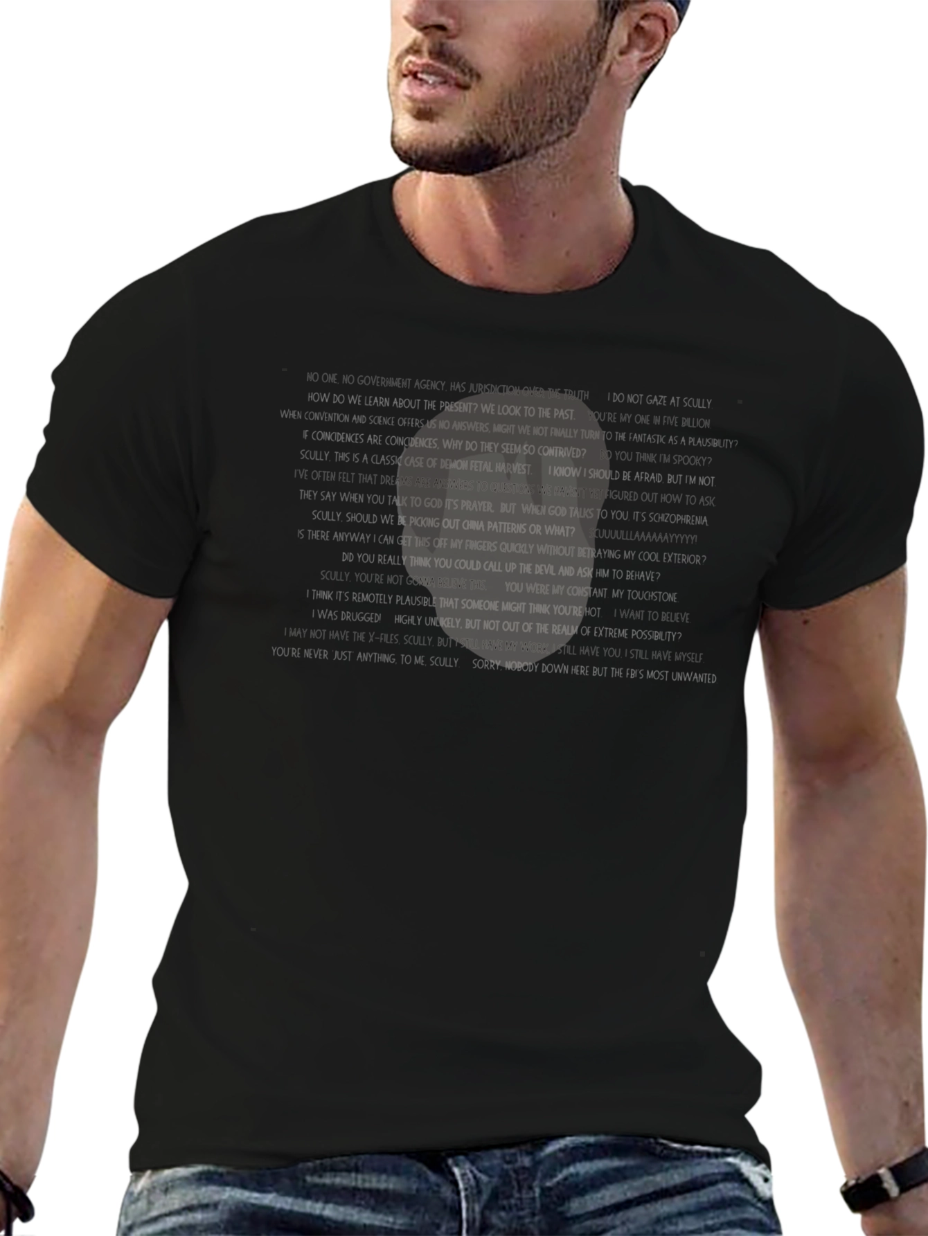 Abstract Text Graphic Black T-Shirt