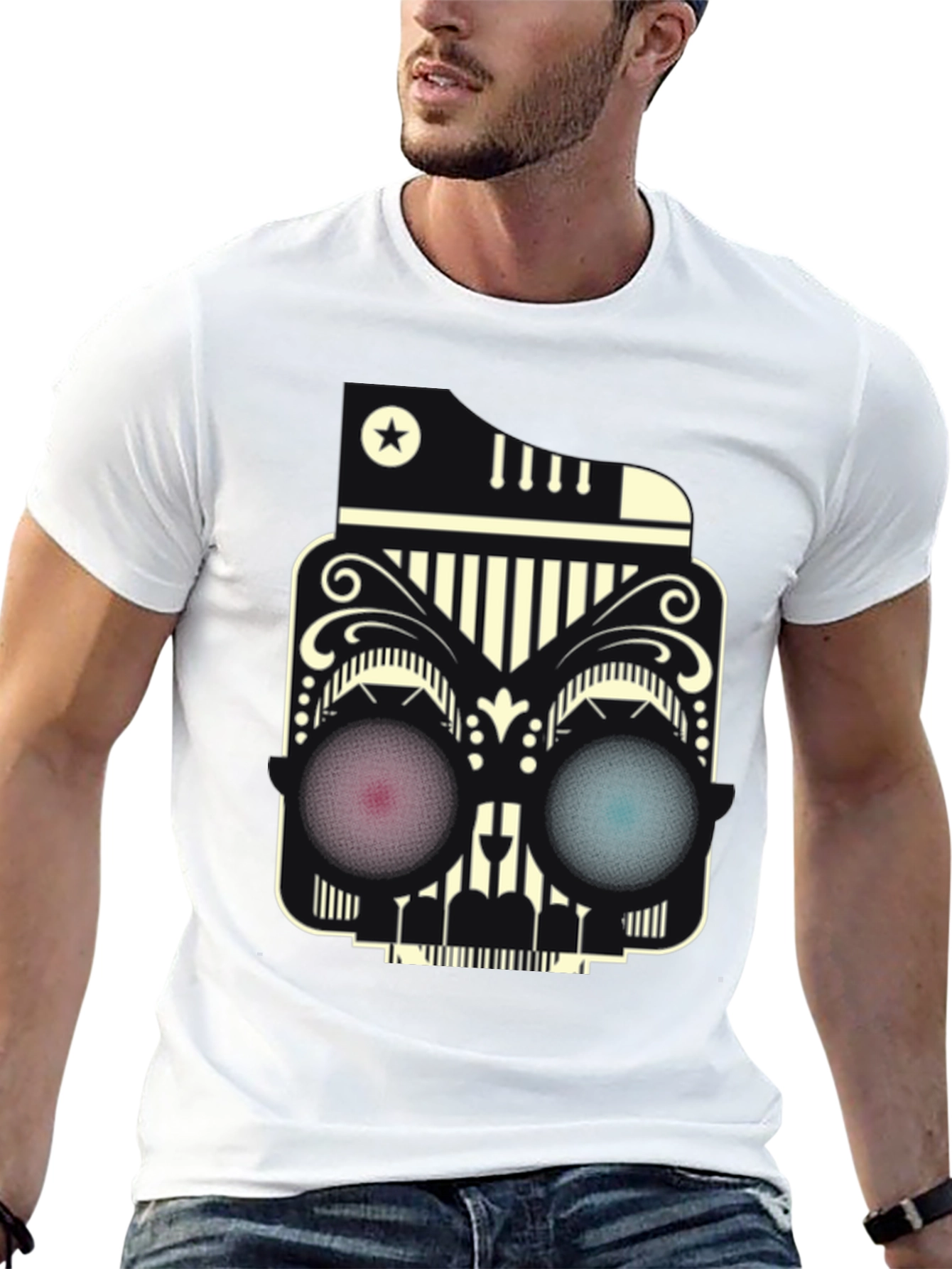 Abstract Skull Graphic Tee - Modern Style