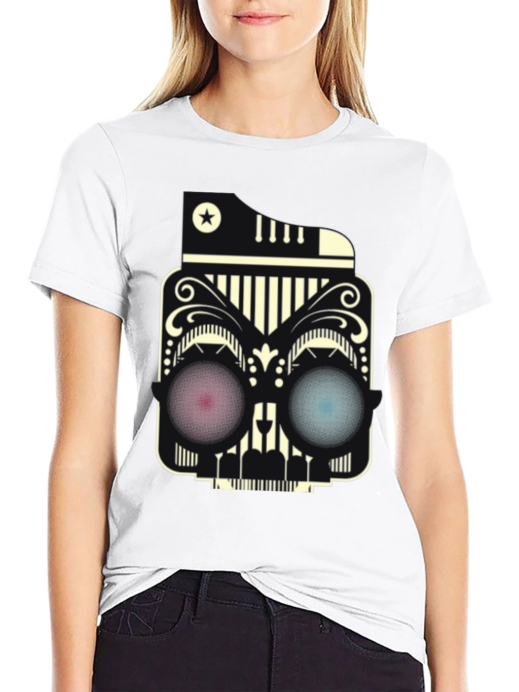 Abstract Skull Graphic Tee - Modern Style