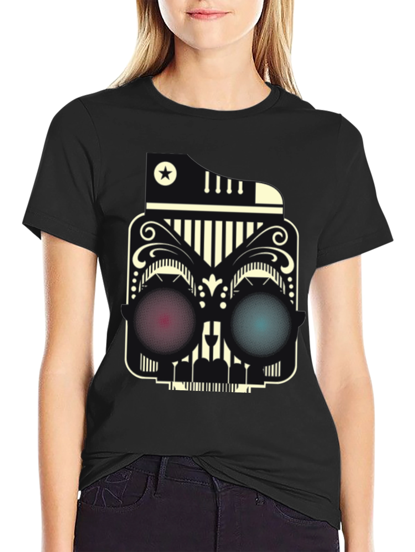 Abstract Skull Graphic Tee - Modern Style