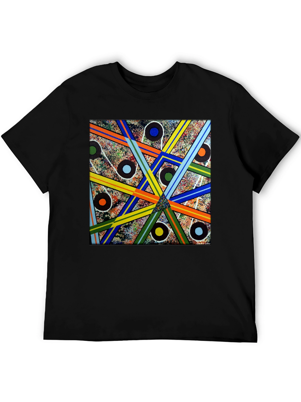 Abstract Geometric Pattern Black T-Shirt