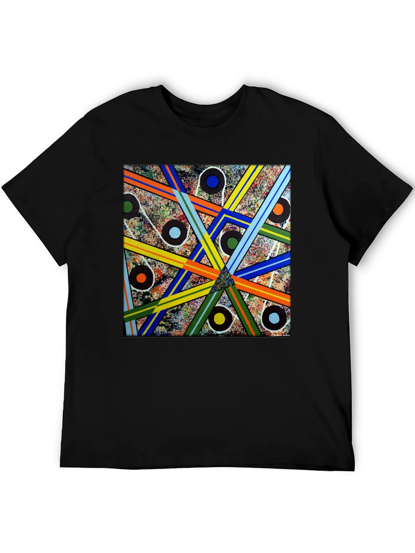 Abstract Geometric Pattern Black T-Shirt